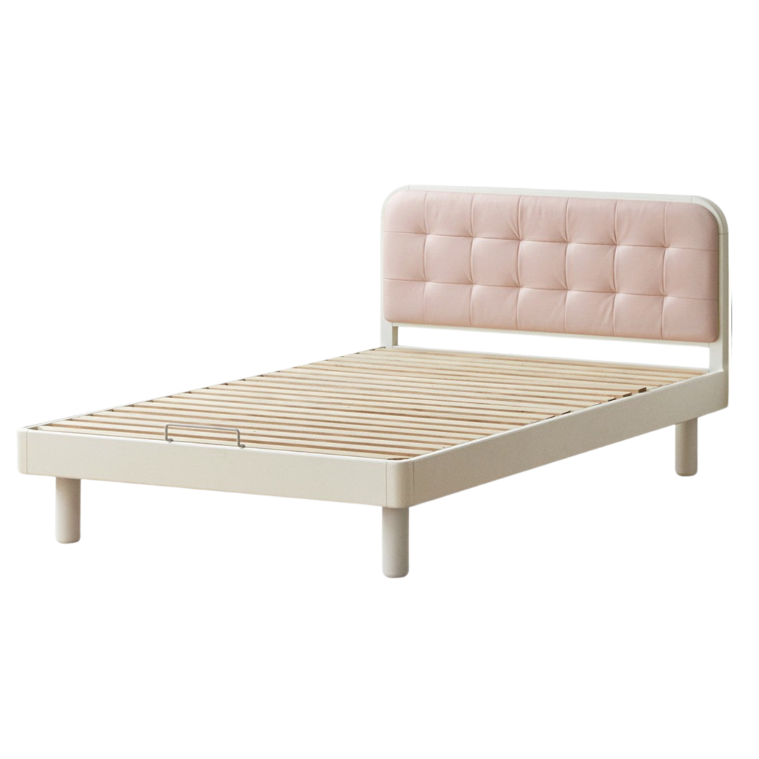 Rubber Solid Wood Children's White Cream Style Montessori Platform Bed