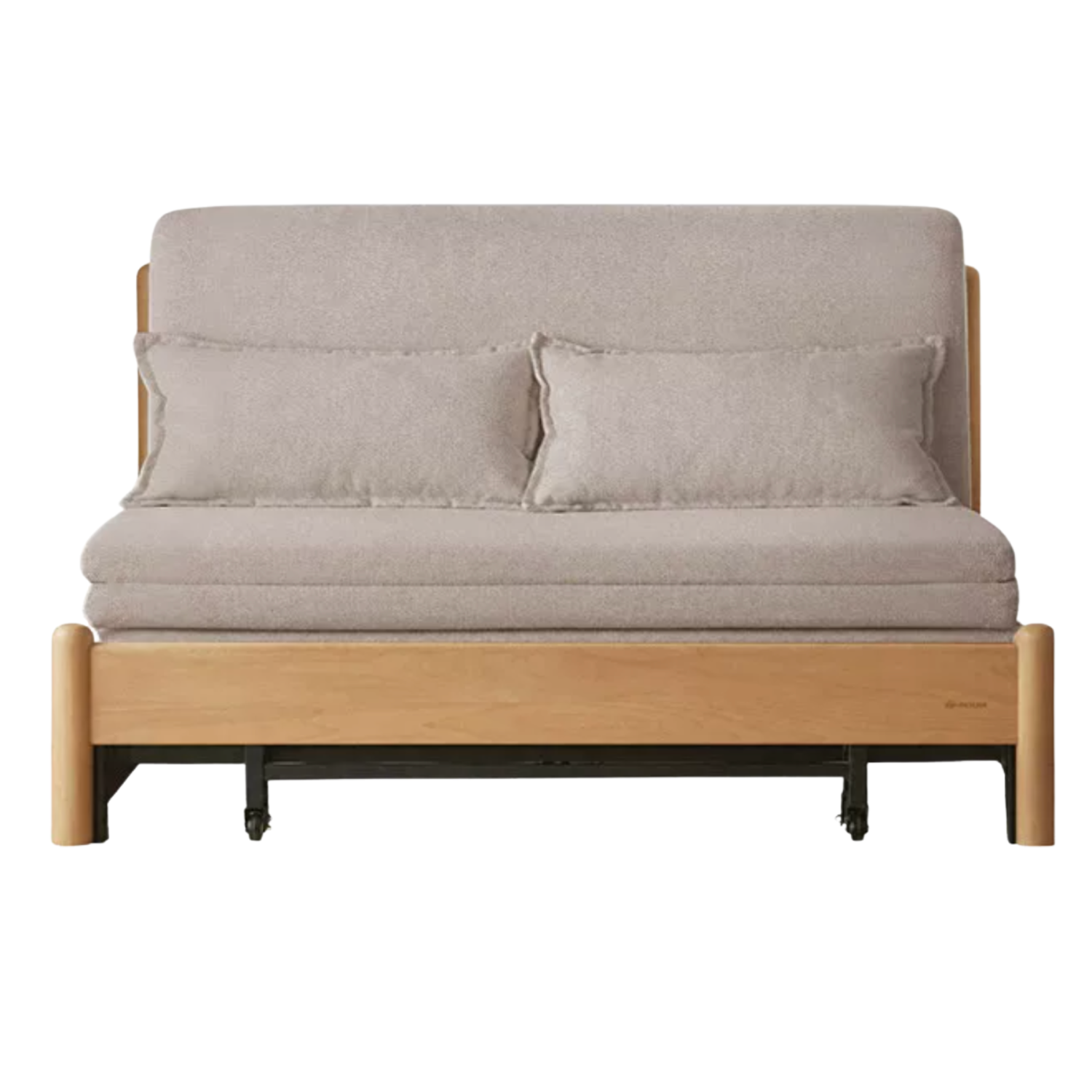 Beech Solid Wood Minimalist Pull-Out Sofa Bed