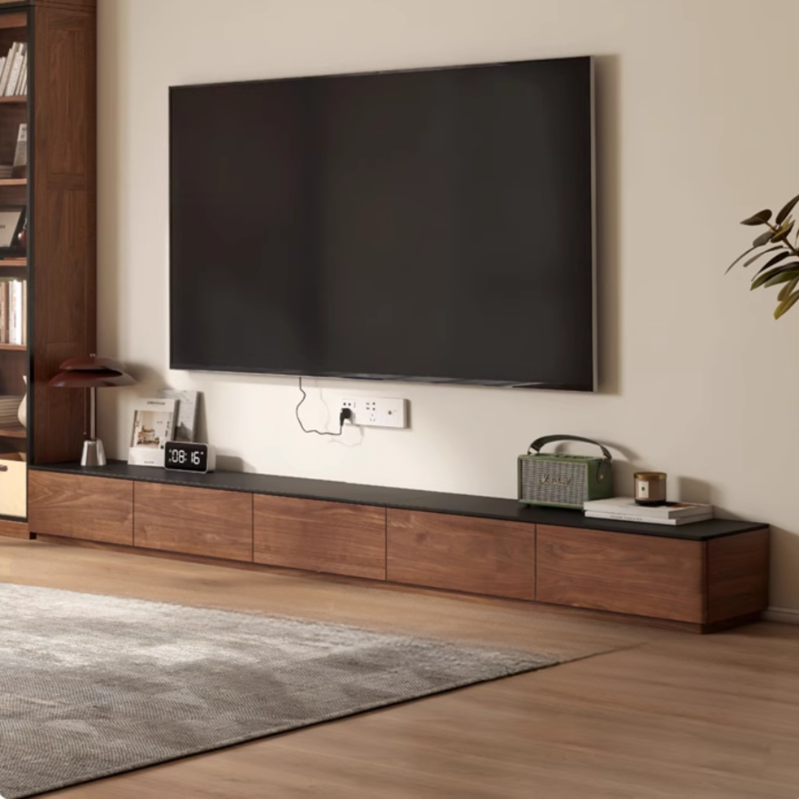 Black Walnut solid wood TV stand rock slab: