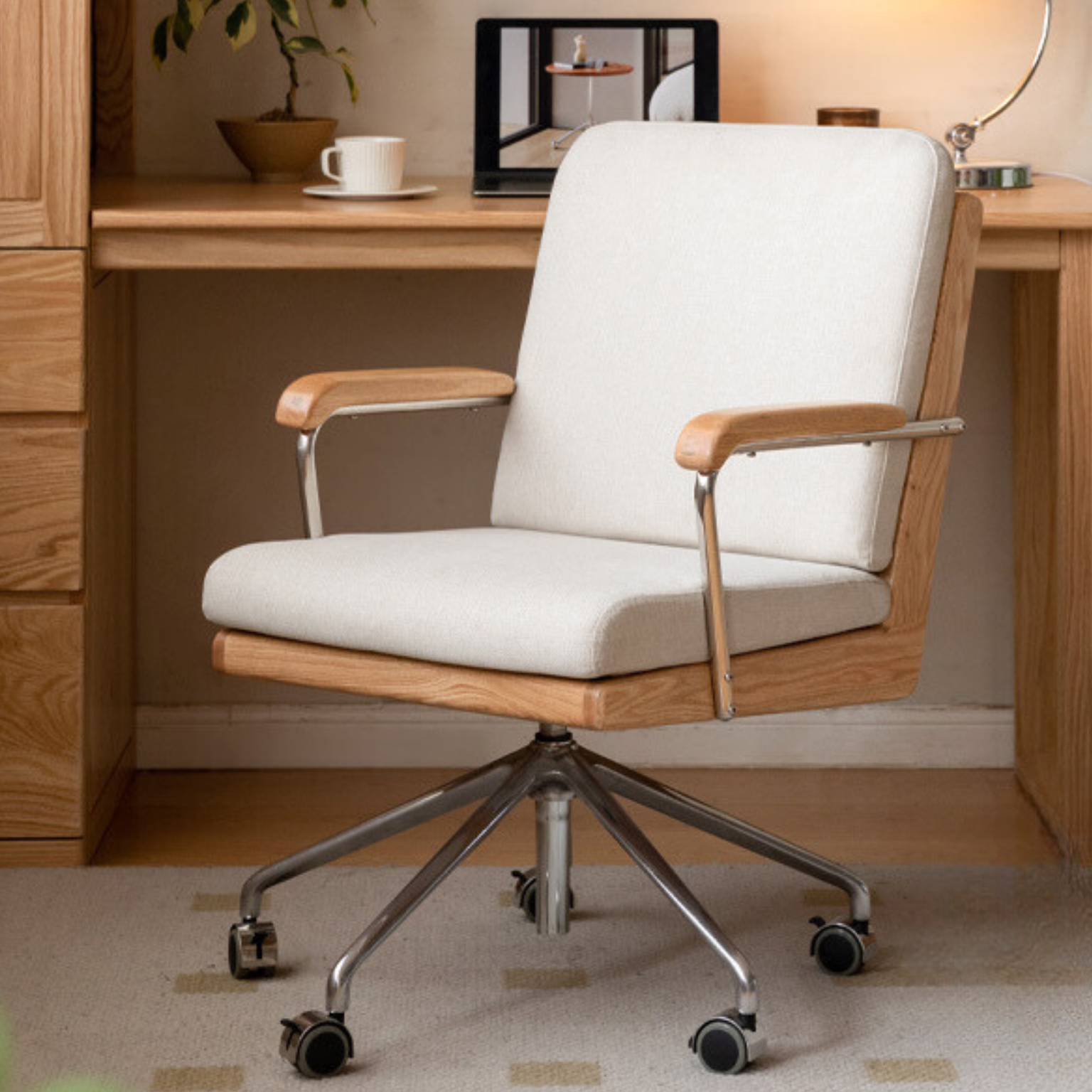 Oak Solid Wood Office Backrest Chair