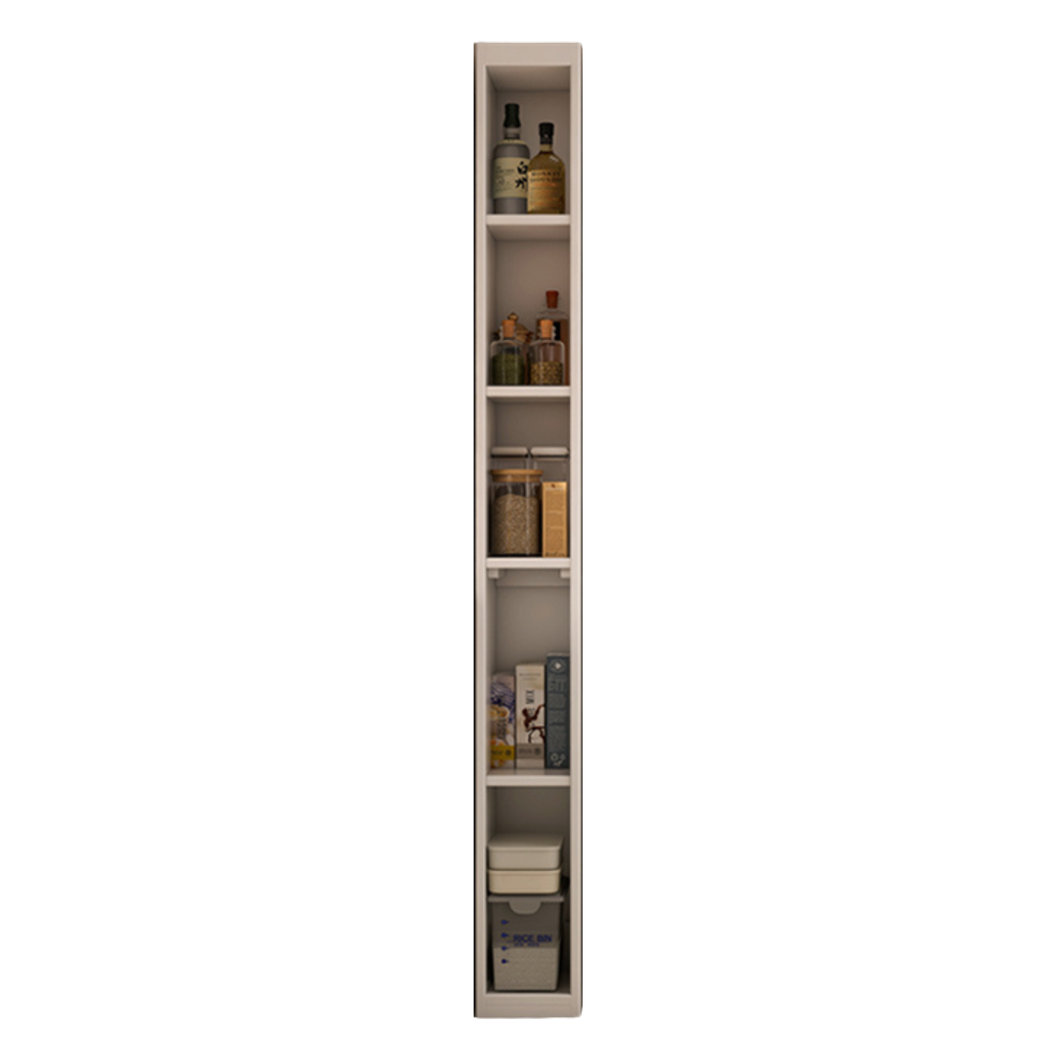 Poplar Cream Wind Small Unit Ultra Narrow Bookshelf