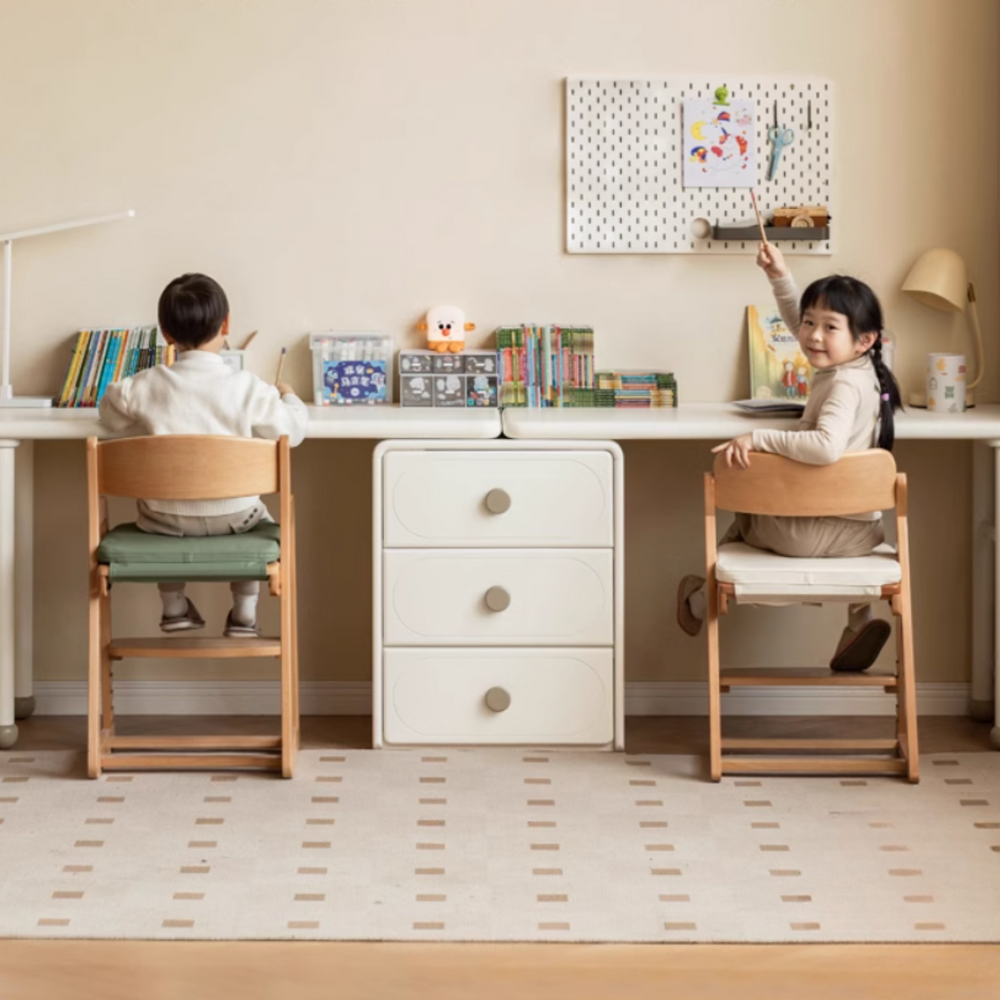 Solid Wood Children's Study Table White Cream Style Writing Table ...