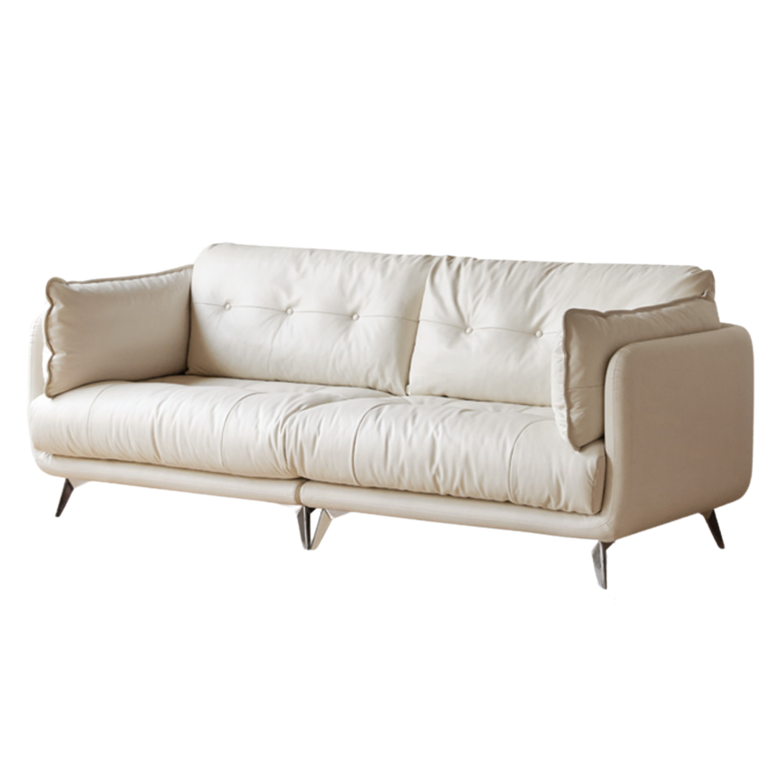 Leather top layer cowhide cream style sofa: