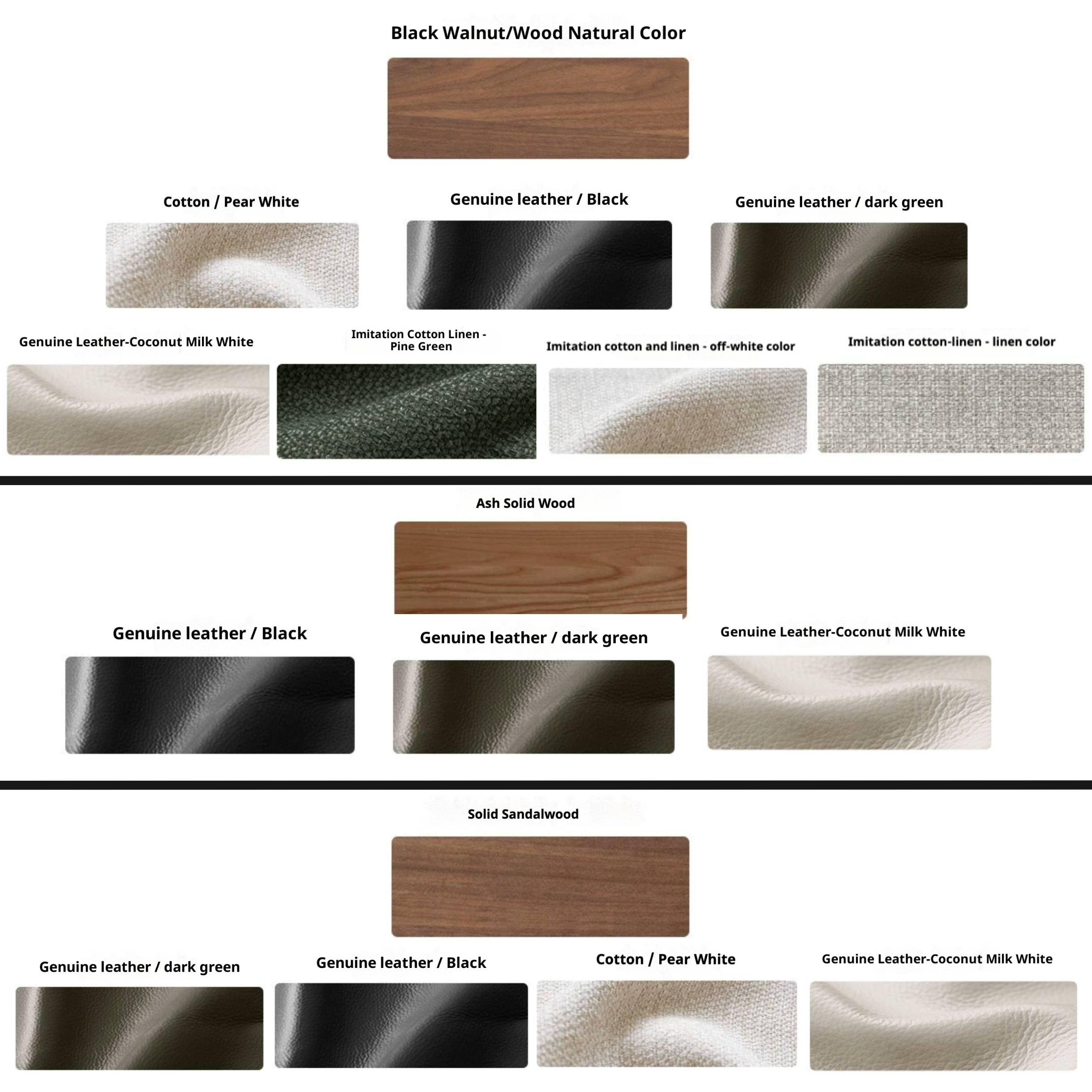 Black Walnut, Ash, Solid Sandalwood Wood Sofa with Genuine Top-Grain Yellow Cowhide Leather,fabrics