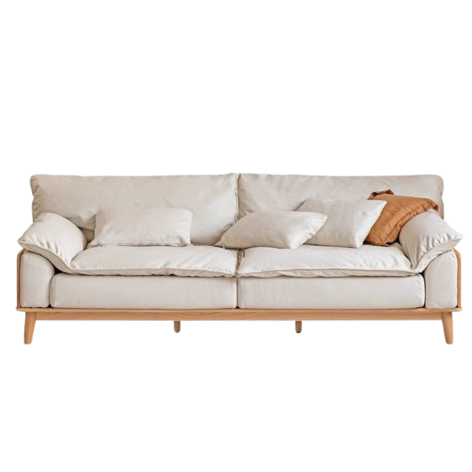 Oak Solid Wood Sofa,Technology Fabric, Imitation Cotton Linen)