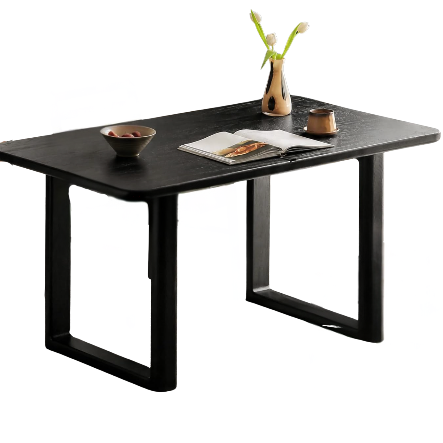 Oak Solid Wood Farmhouse Dining Table smoked Black
