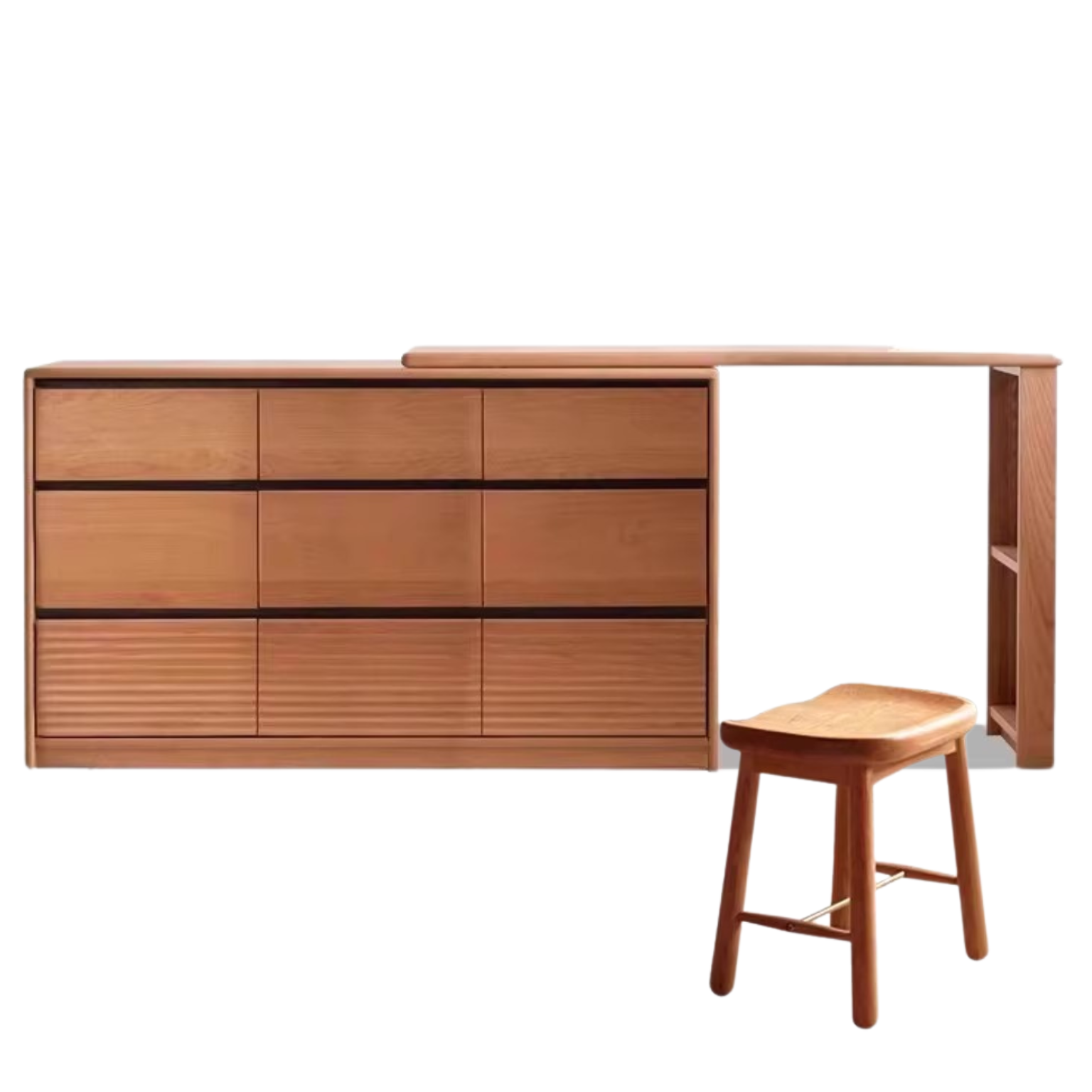 Сherry solid wood retro corner dressing table