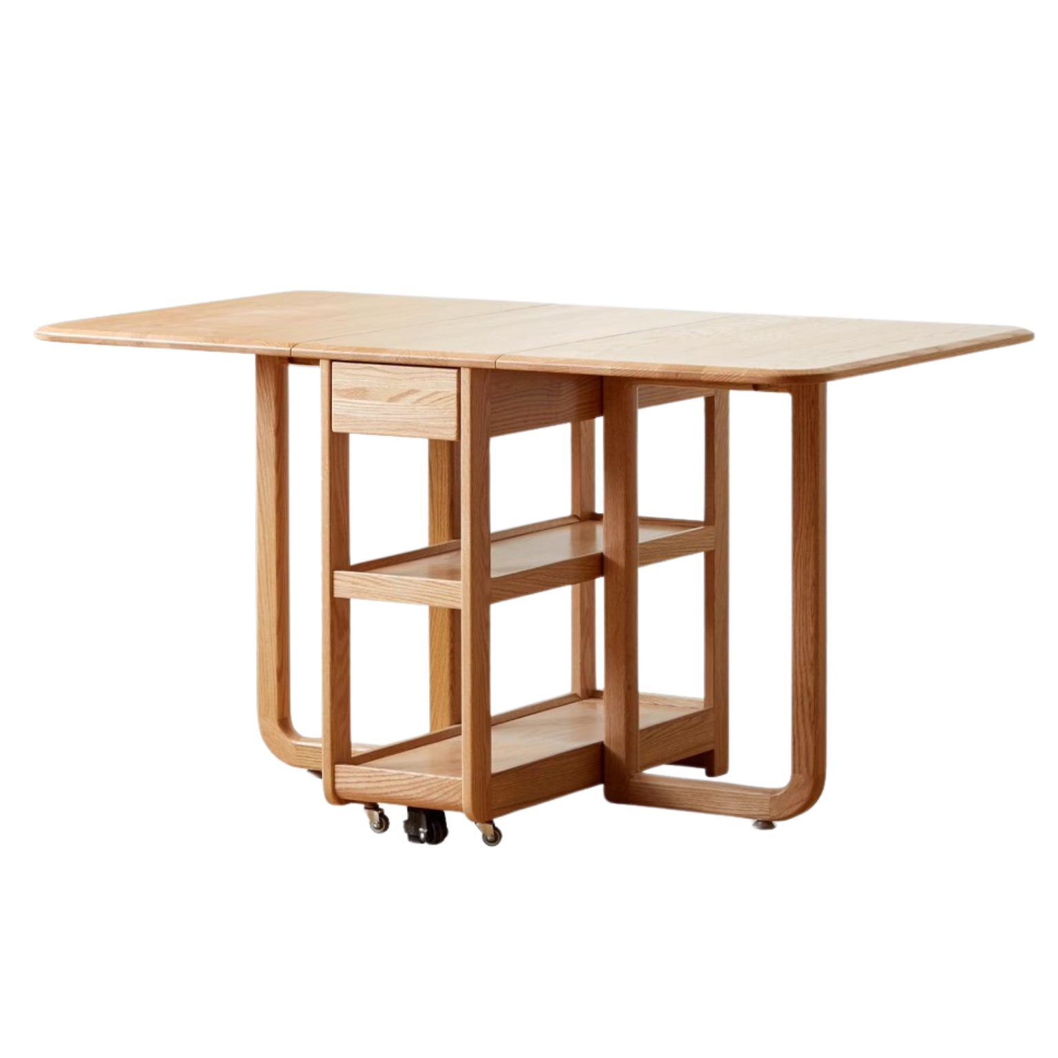 Oak Solid wood folding multi-functional storage telescopic dining table ,