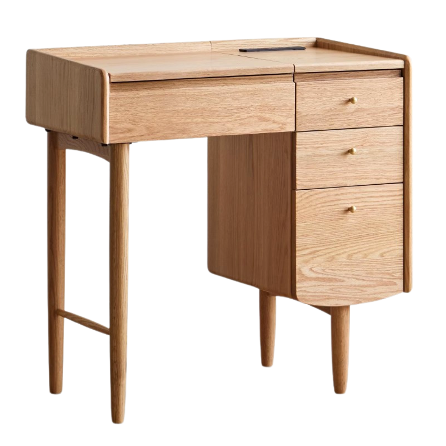 Oak Wood Solid Dressing Table Modern and Simple with Light Mirror-