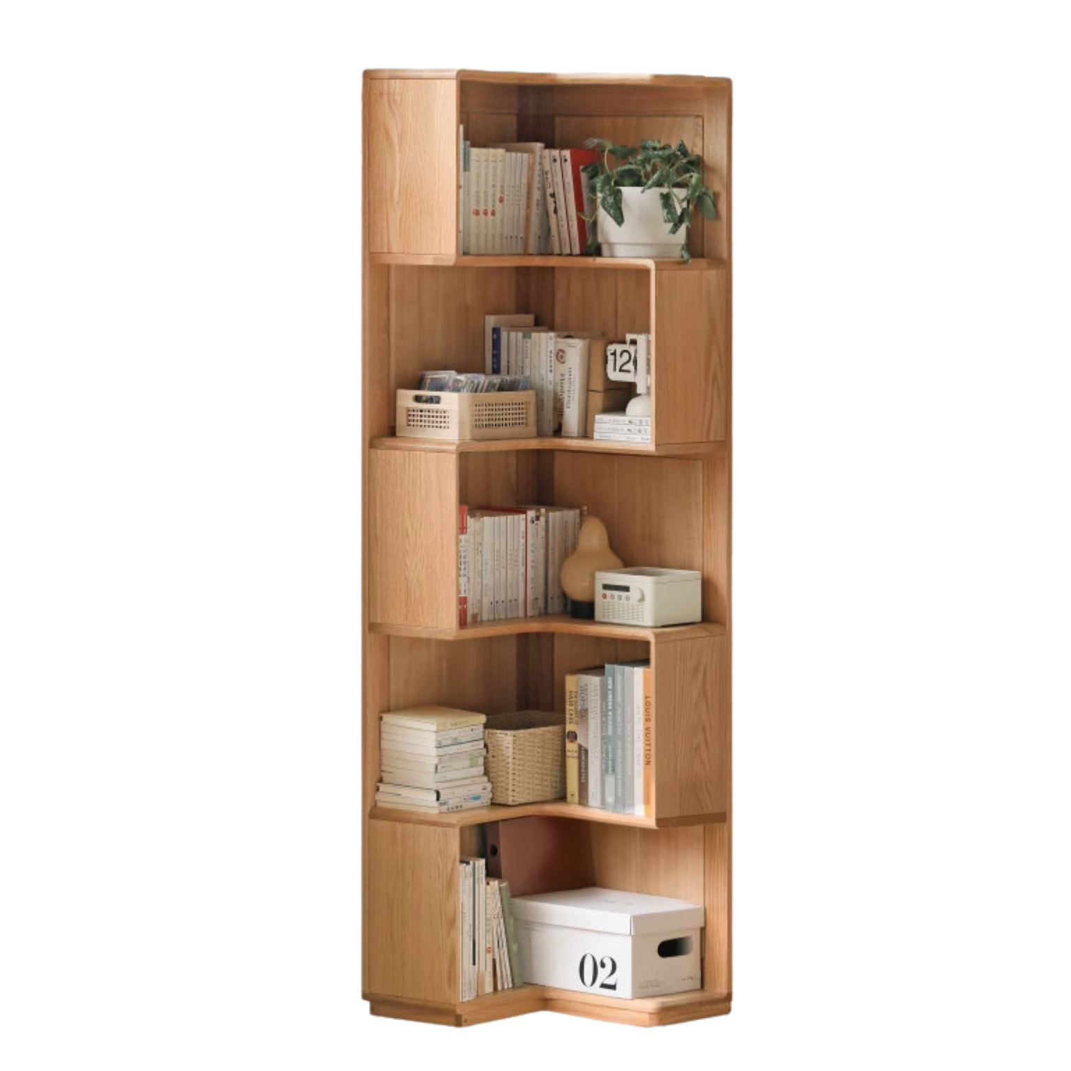 Oak Solid Wood corner bookcase -