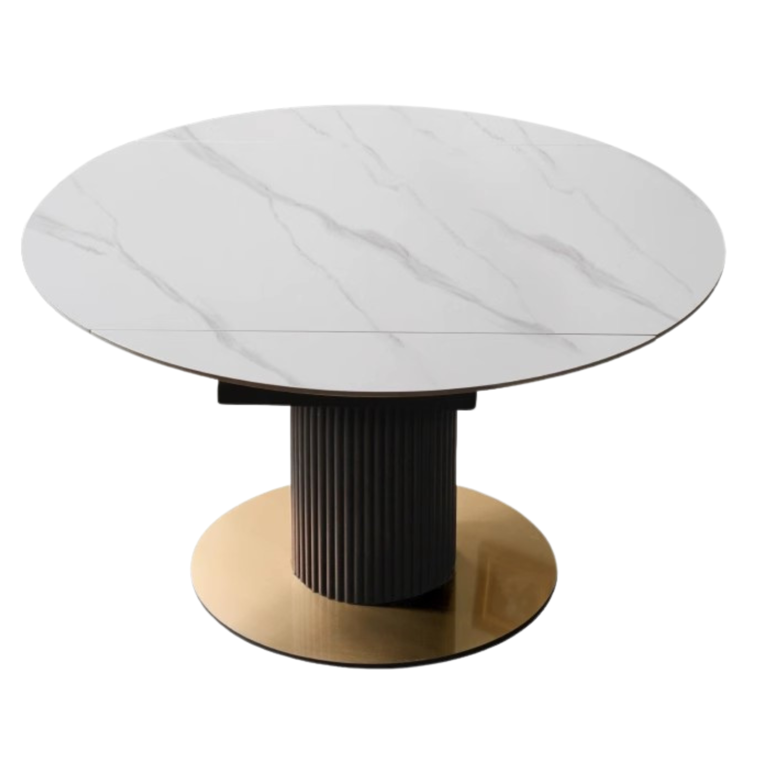 Oak solid wood Rotating telescopic round dining table light luxury rock board  ,