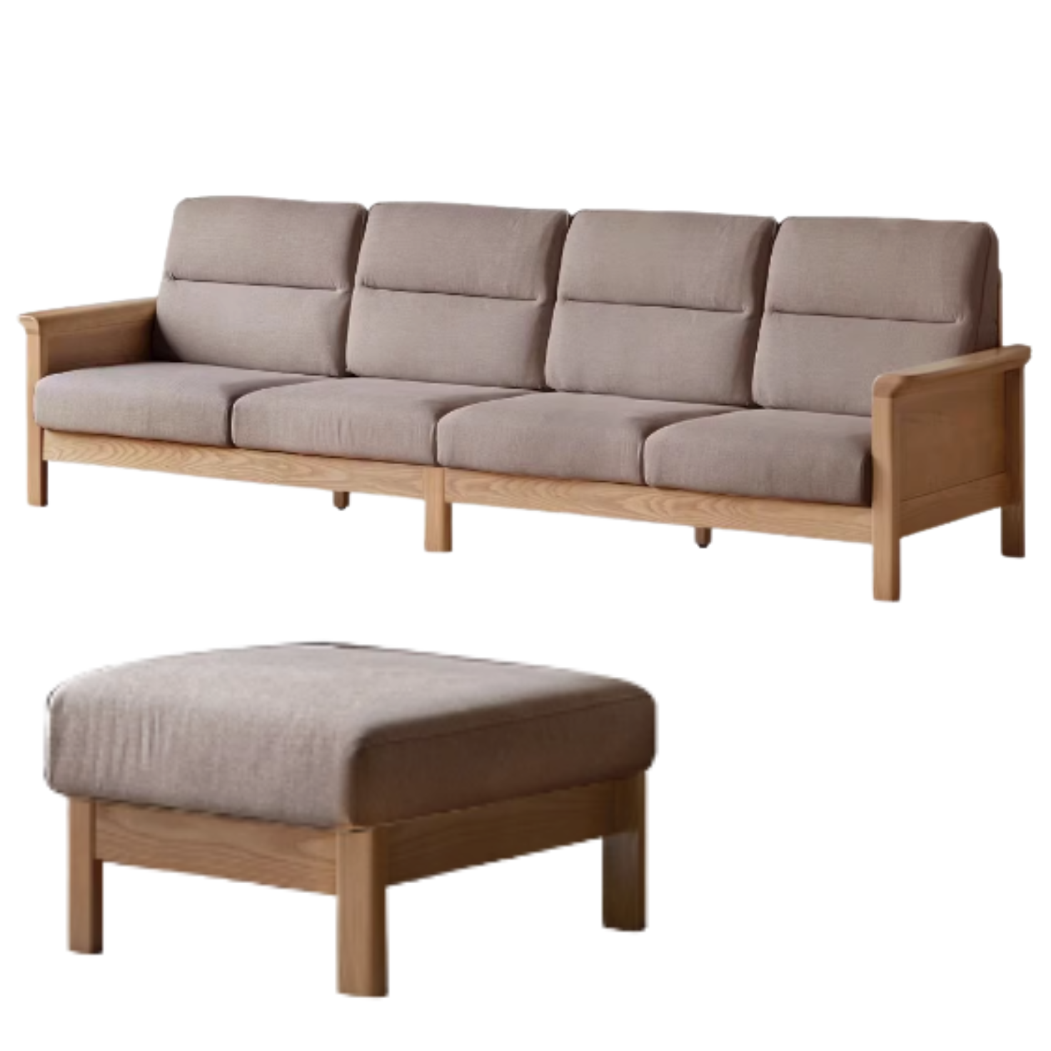 Ash Solid Wood Modern High Back Sofa