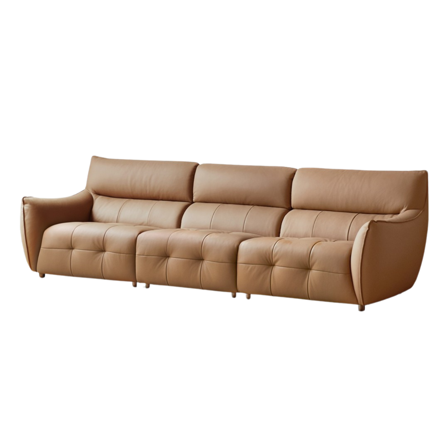 Leather module Italian high back straight sofa