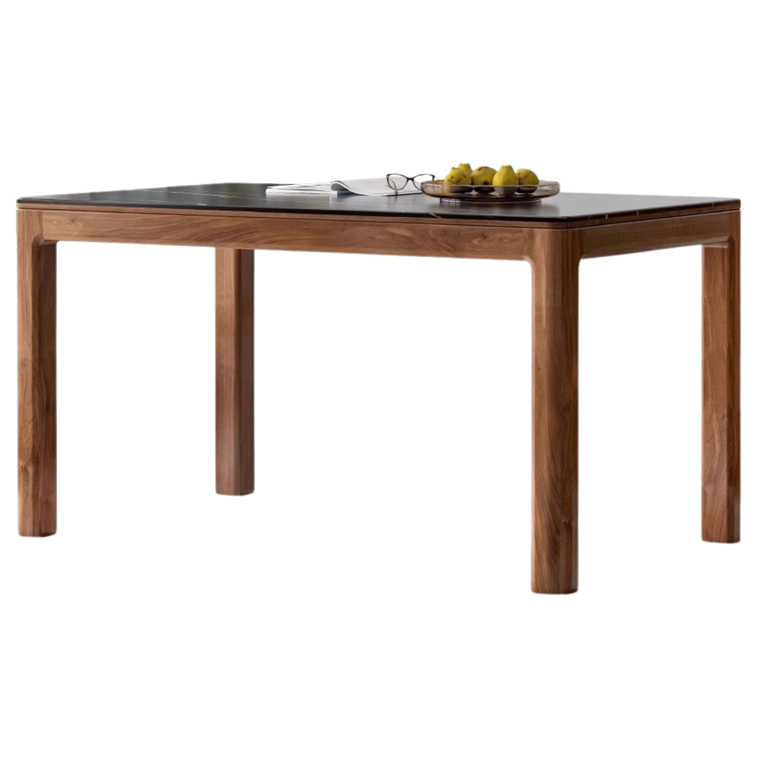 Black walnut solid wood rock slab dining table,