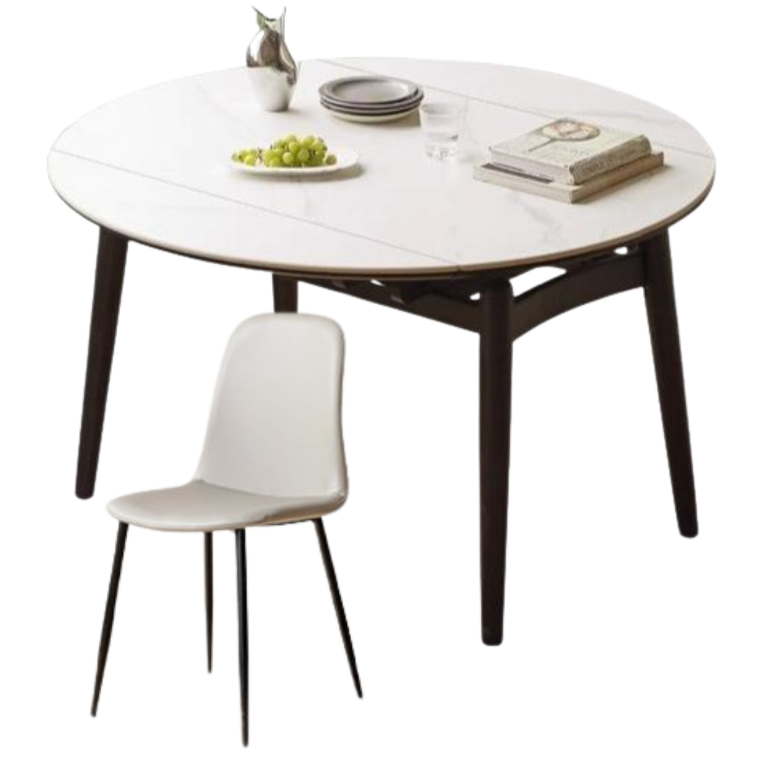 Oak Solid Wood Light Luxury Retractable Rock Dining Table