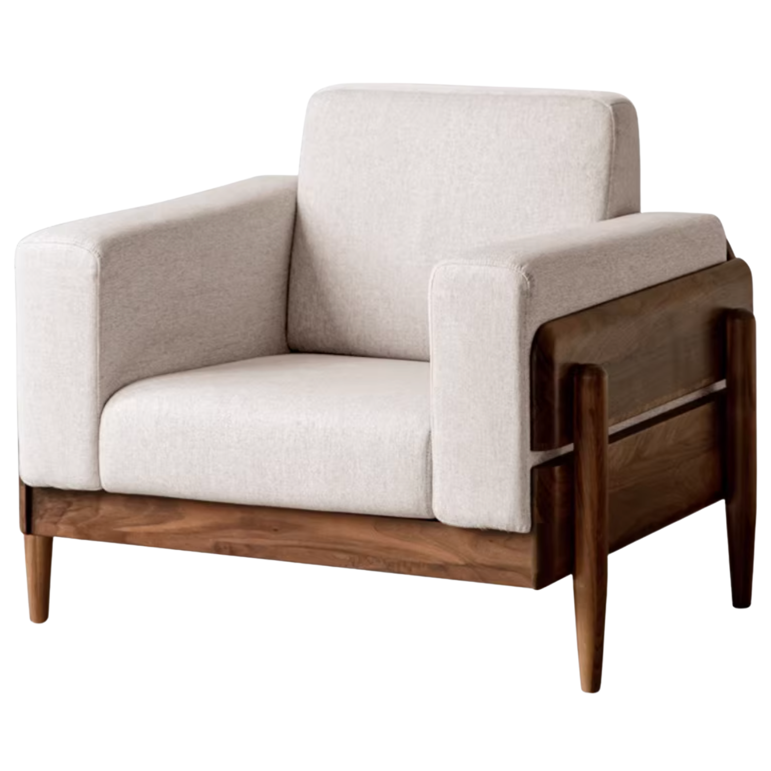Black Walnut Solid Wood Fabric Sofa.
