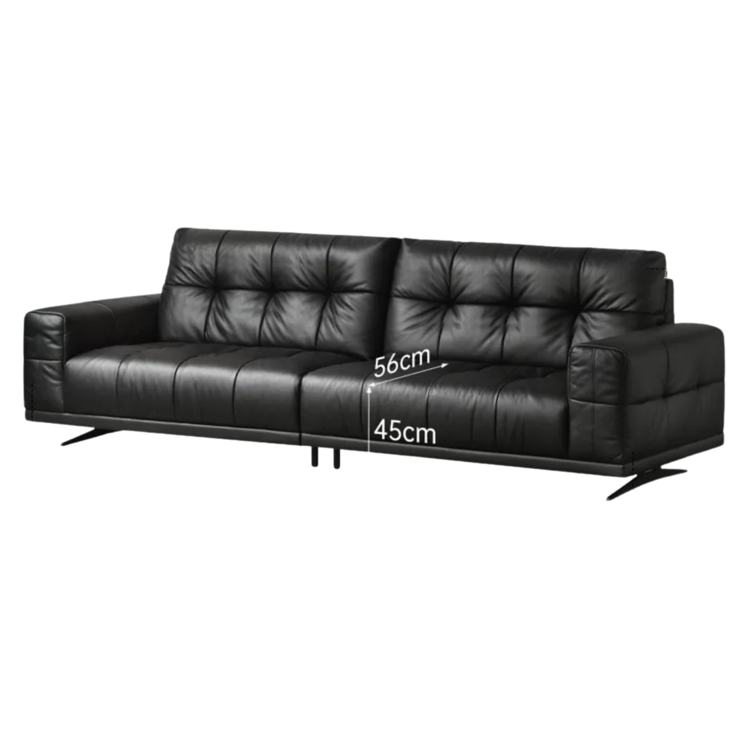 Genuine Leather Biscuit Tufted Sofa with Track Arms