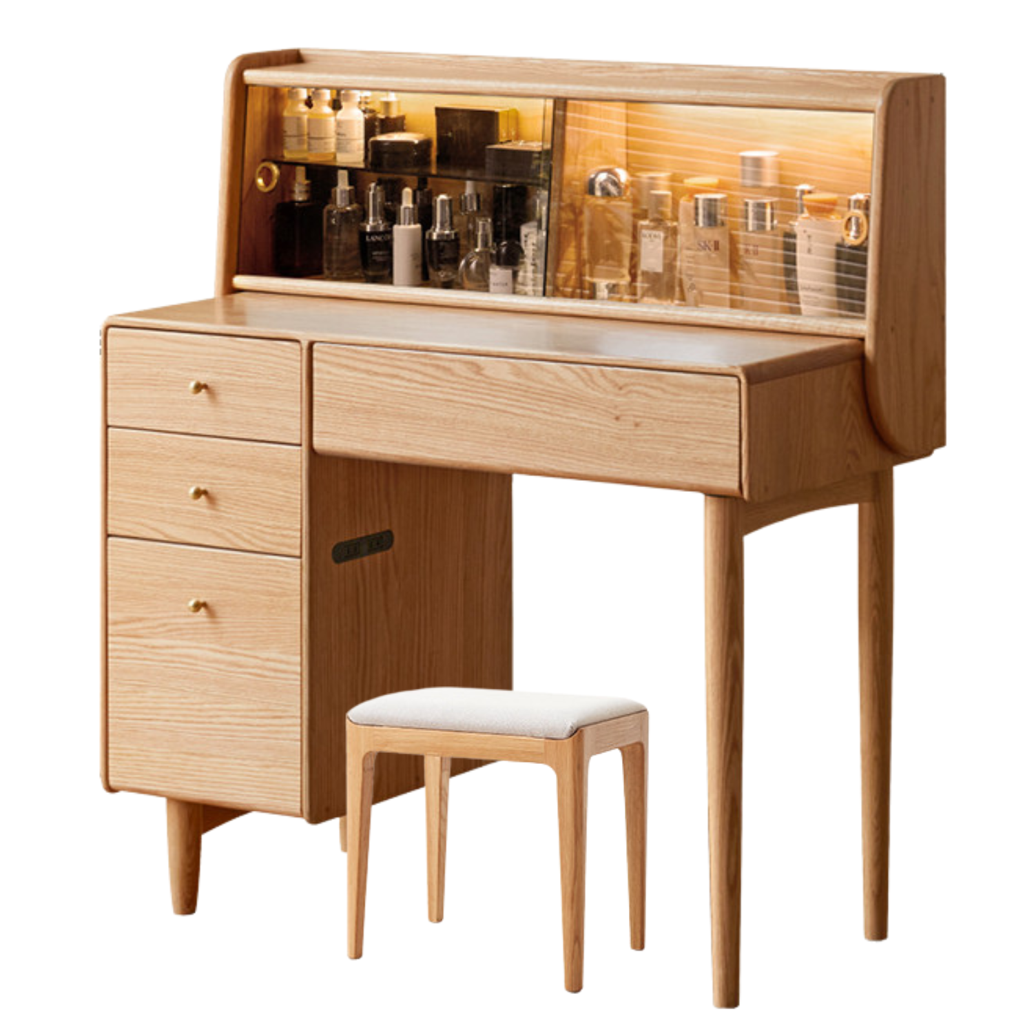 Oak solid wood  dressing table atmosphere with lights :