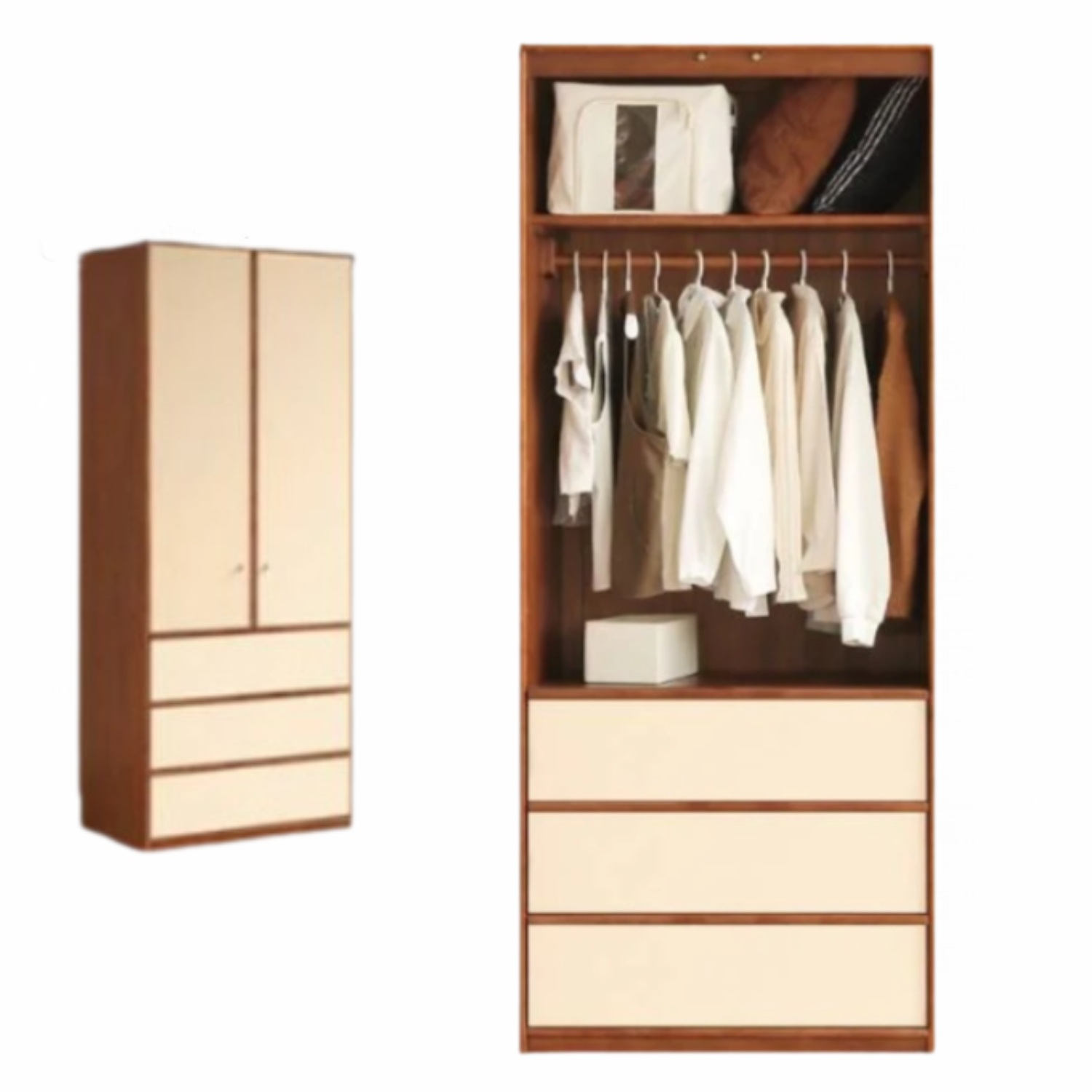 Oak Solid Wood Antique Style Wardrobe