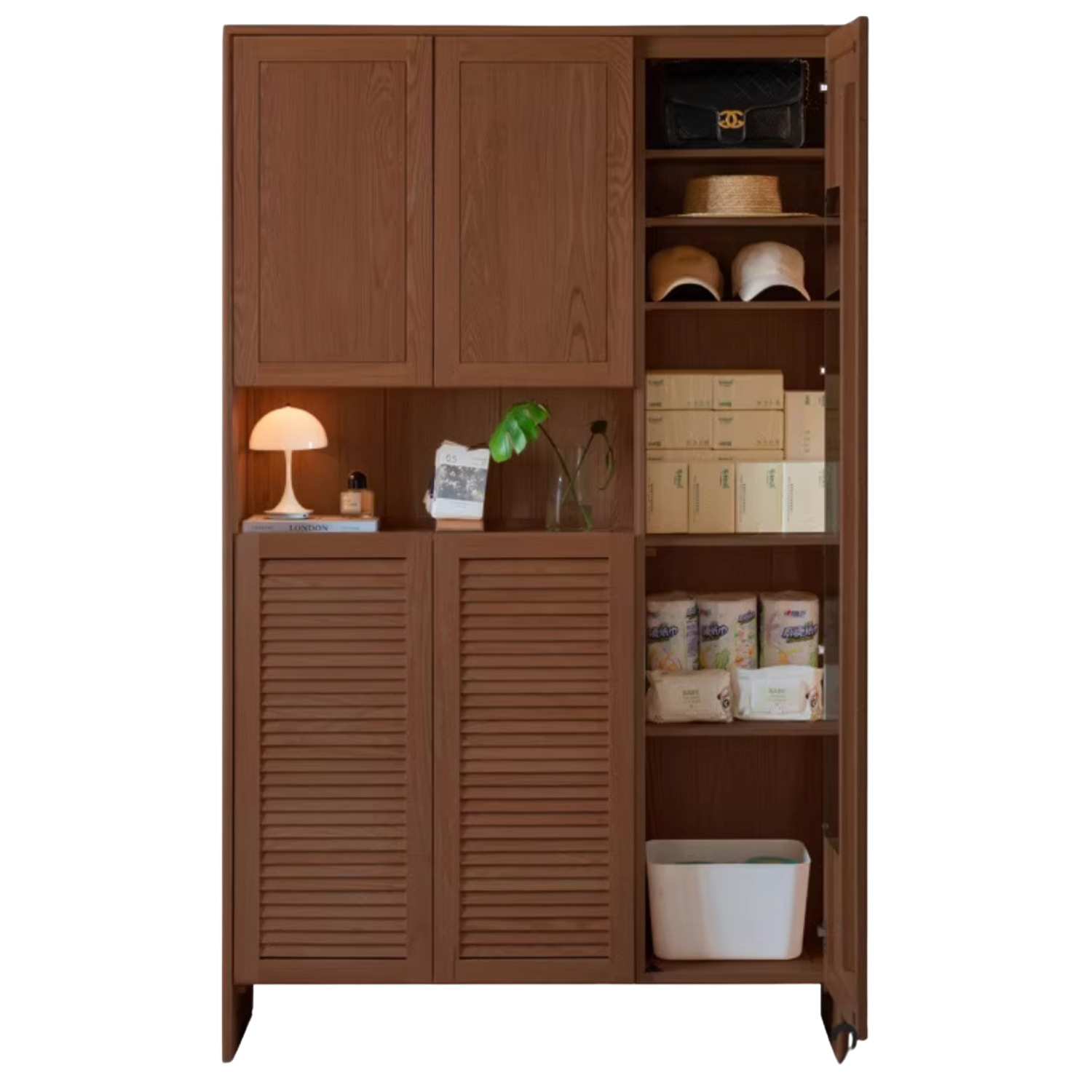 Oak, Ash Solid Wood Storage Locker Shoe Entrance Cabinet