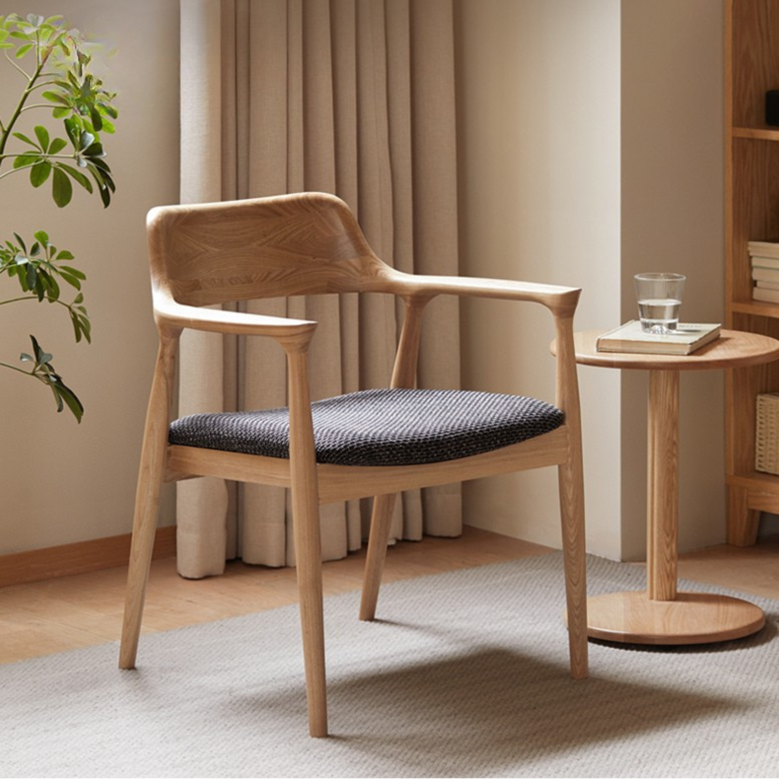 Ash Solid Wood Elegant Armchair: