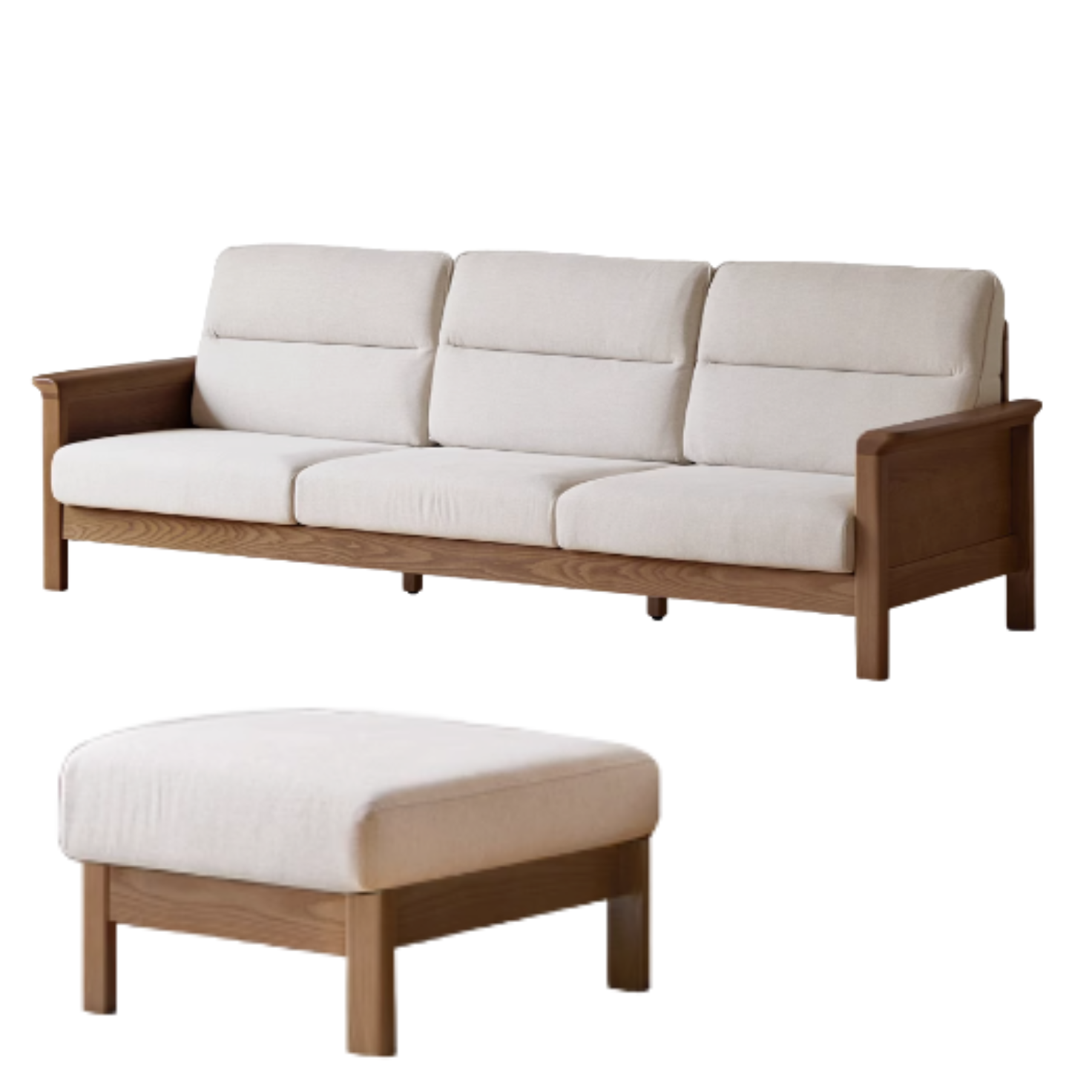 Ash Solid Wood Modern High Back Sofa