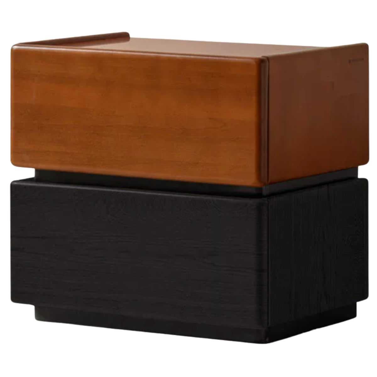 Ash, Oak, Poplar Solid Wood Modern Two-Tone Nightstand with 2 Drawers