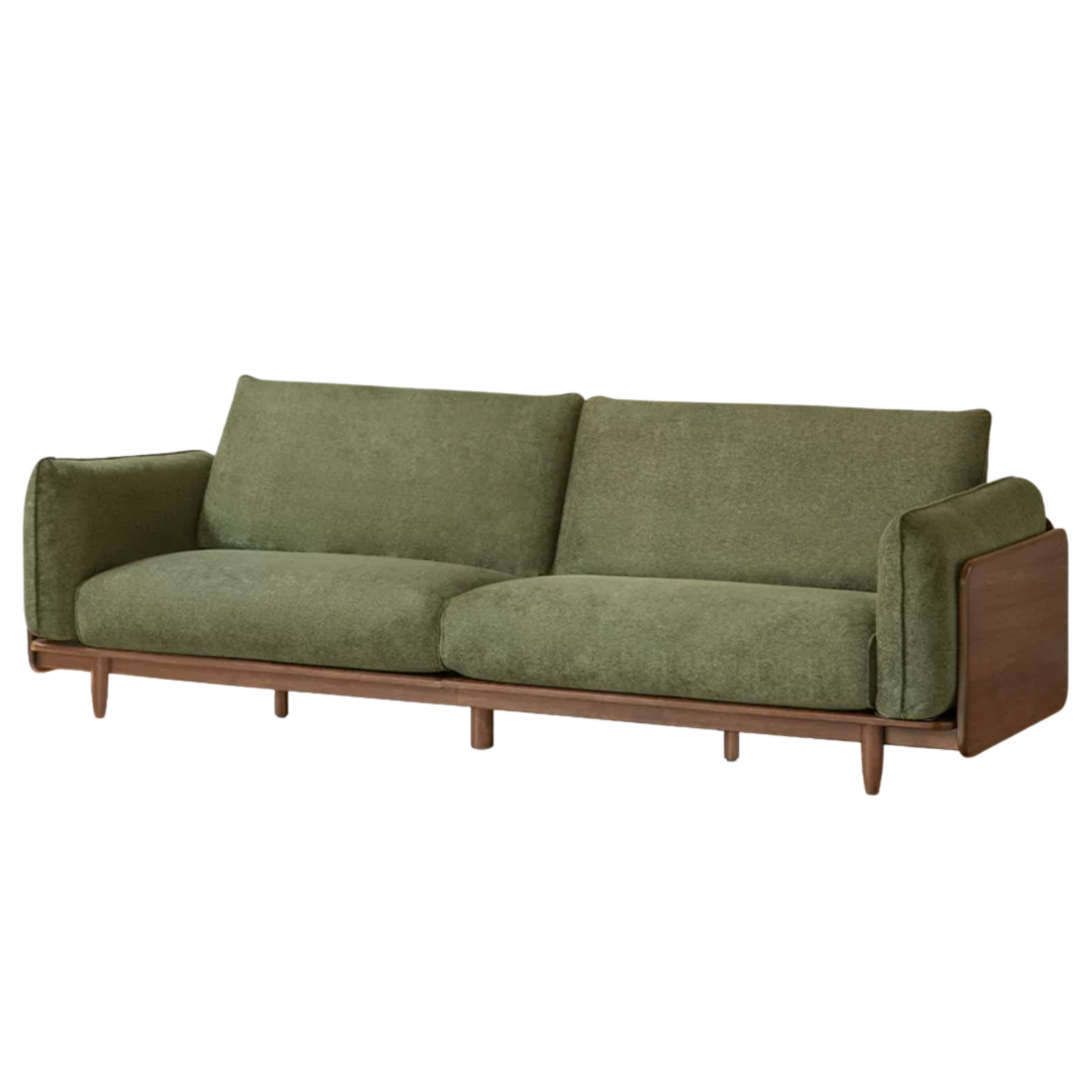 Black Walnut Solid Wood, Oak, Solid Sandalwood Genuine leather, fabric Sofa with Wood Base