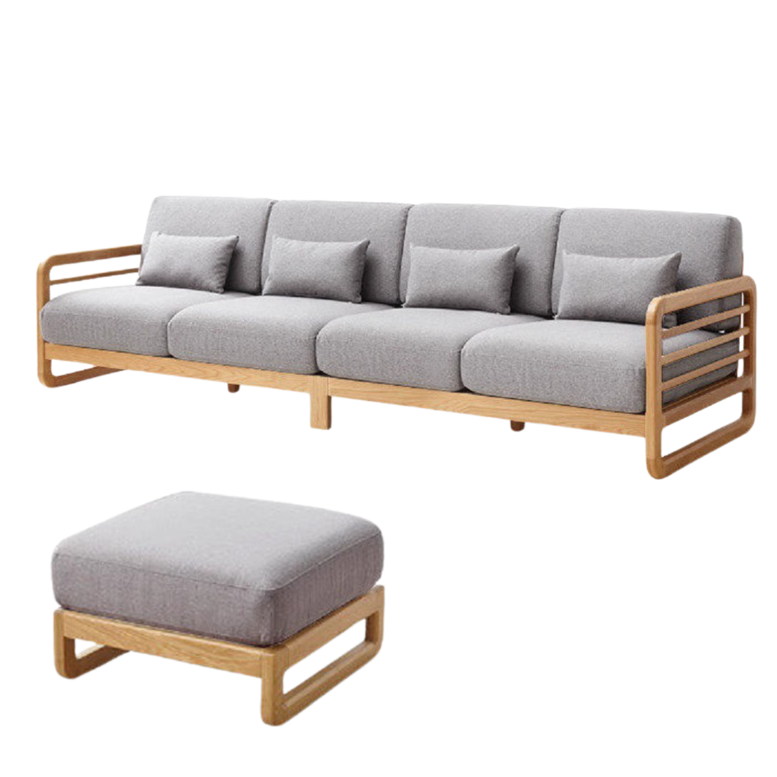 Oak solid wood Modern and Simple Fabric Sofa)