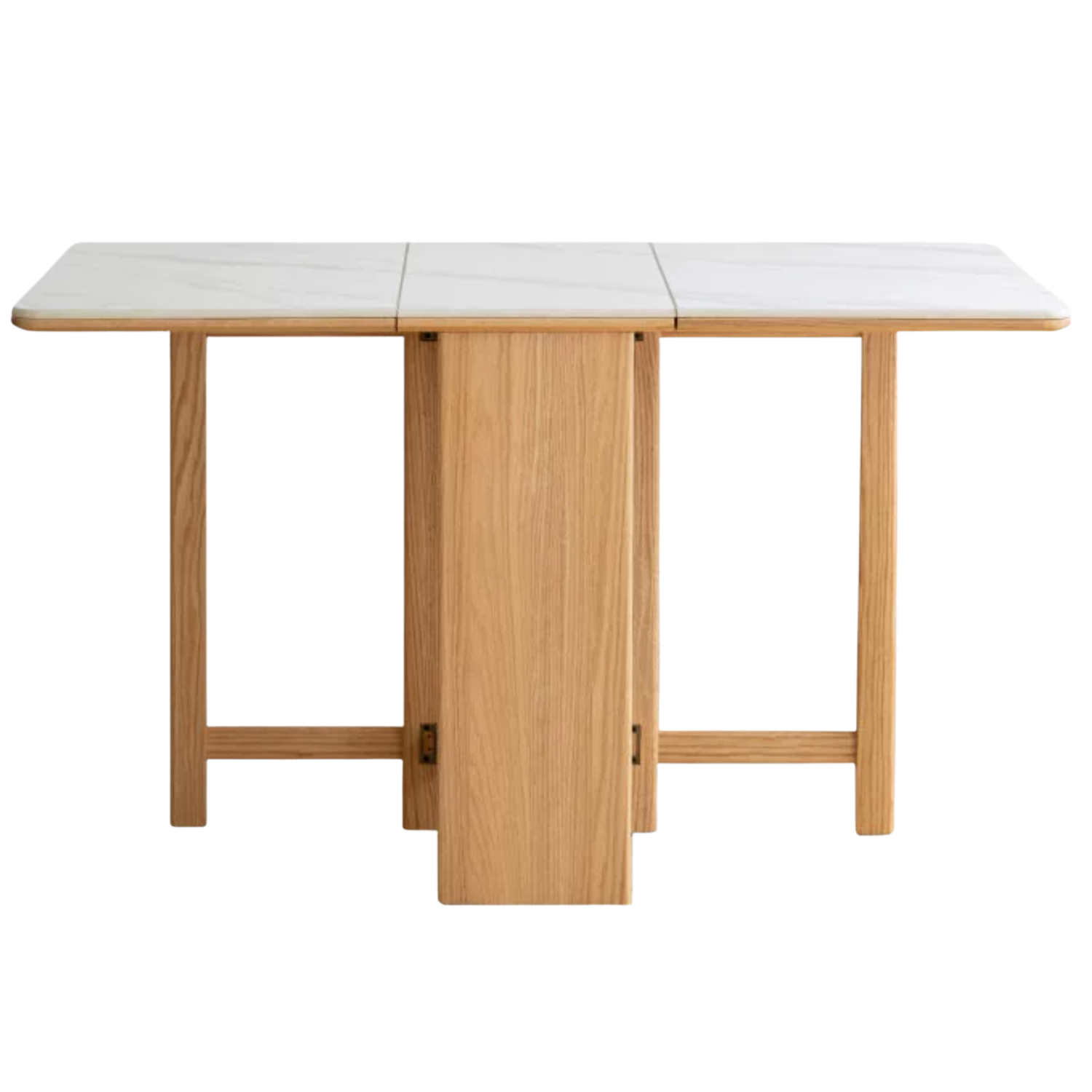 Oak Solid Wood Foldable Dining Table With Rock Slab Surface