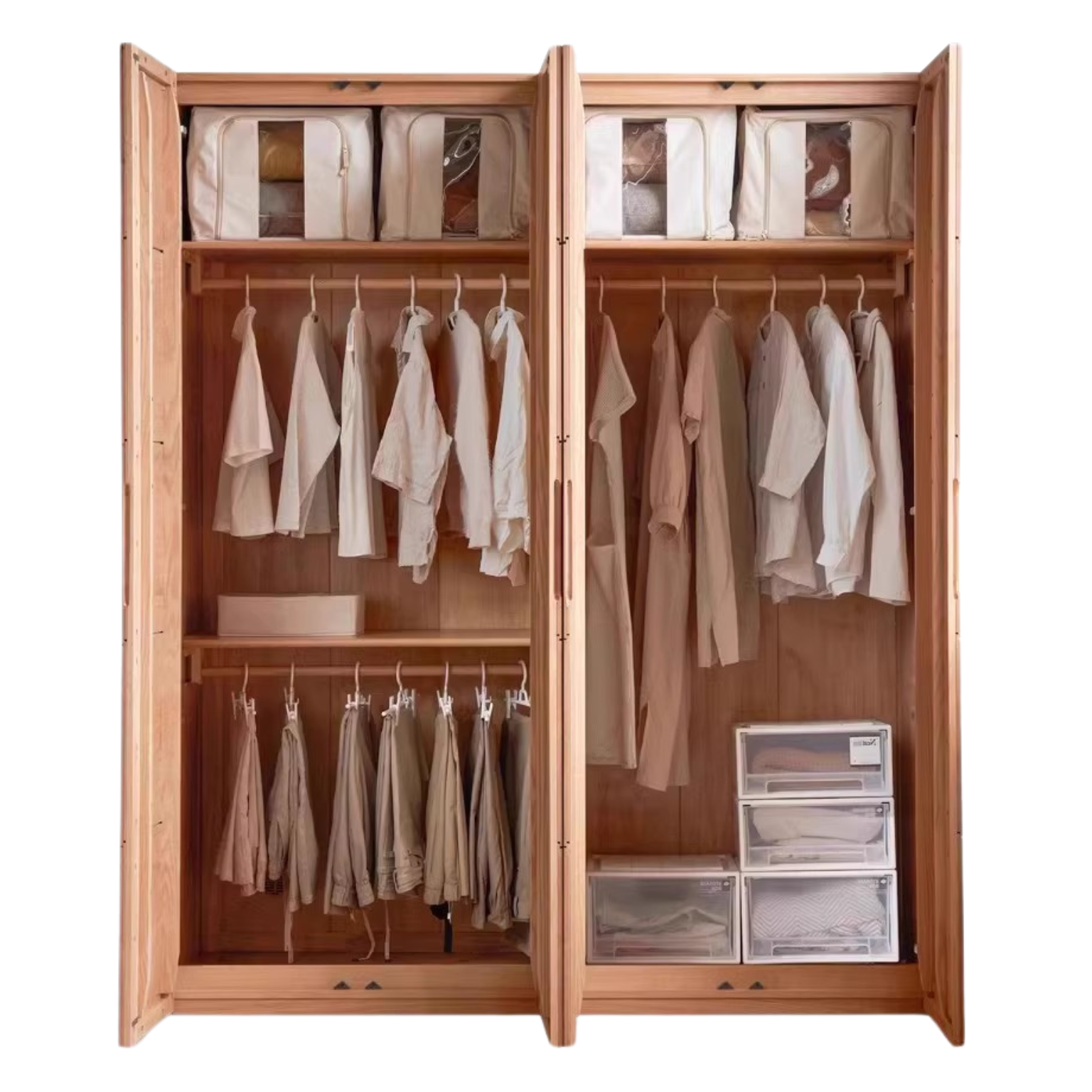 Oak solid wood wardrobe high doors :