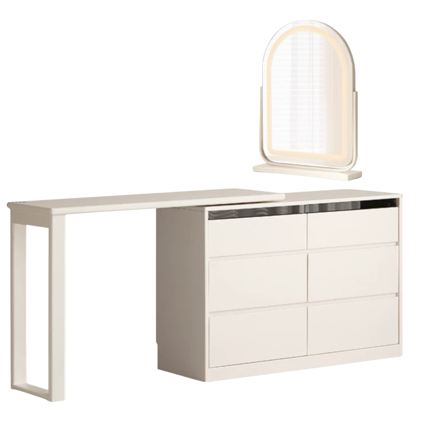 Solid Rubberwood White Cream Vanity Table