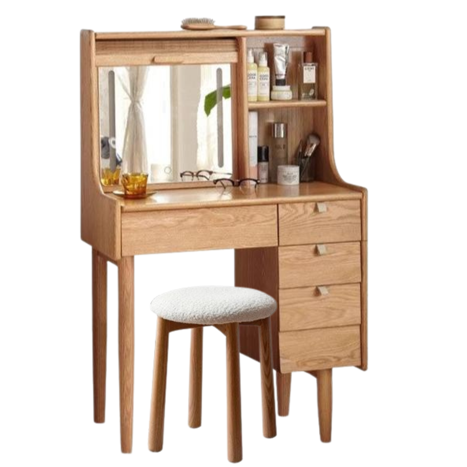 Oak solid wood Japanese bamboo curtain dressing table