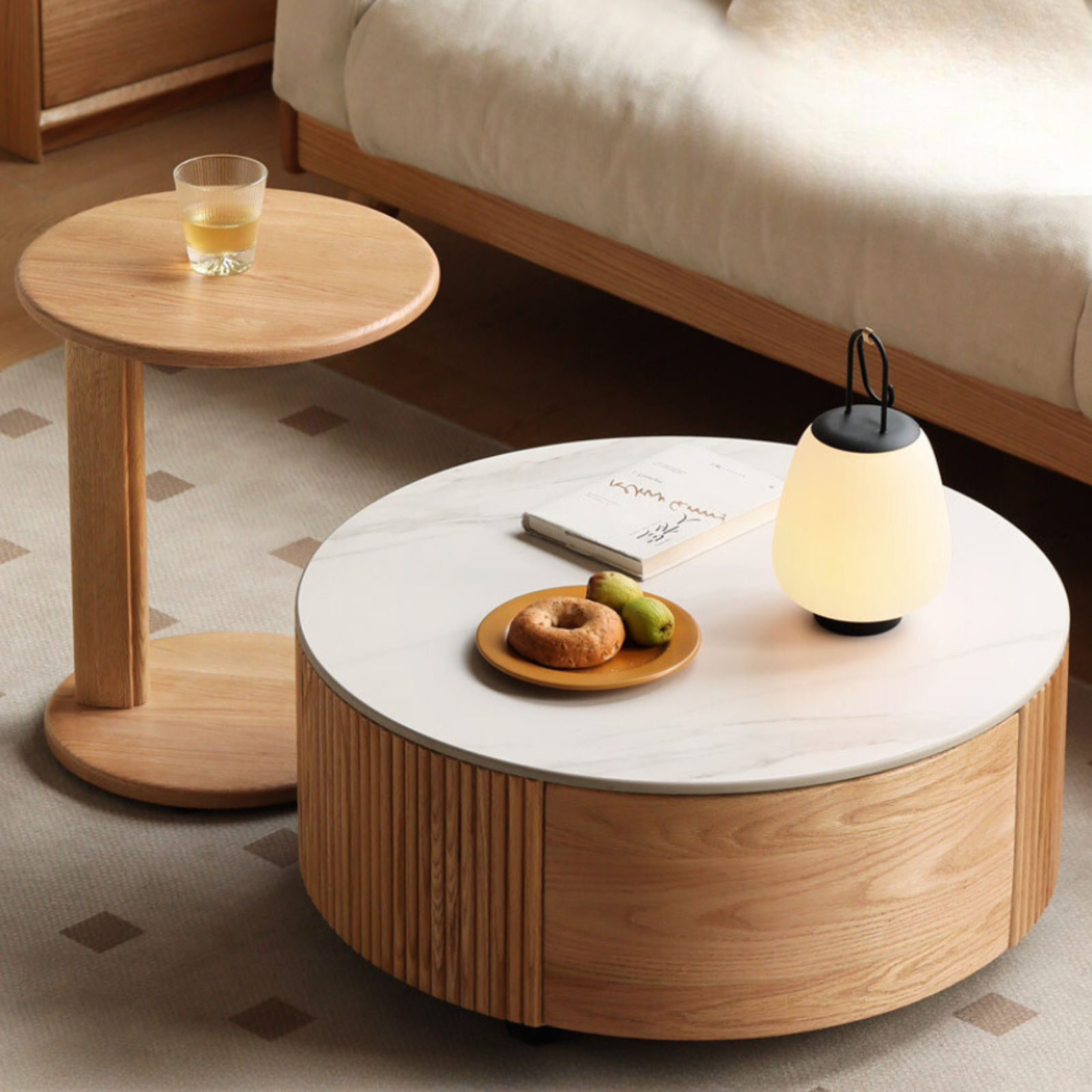 Solid Wood Rock Plate Tea Table Size Combination Oak Living Room ...