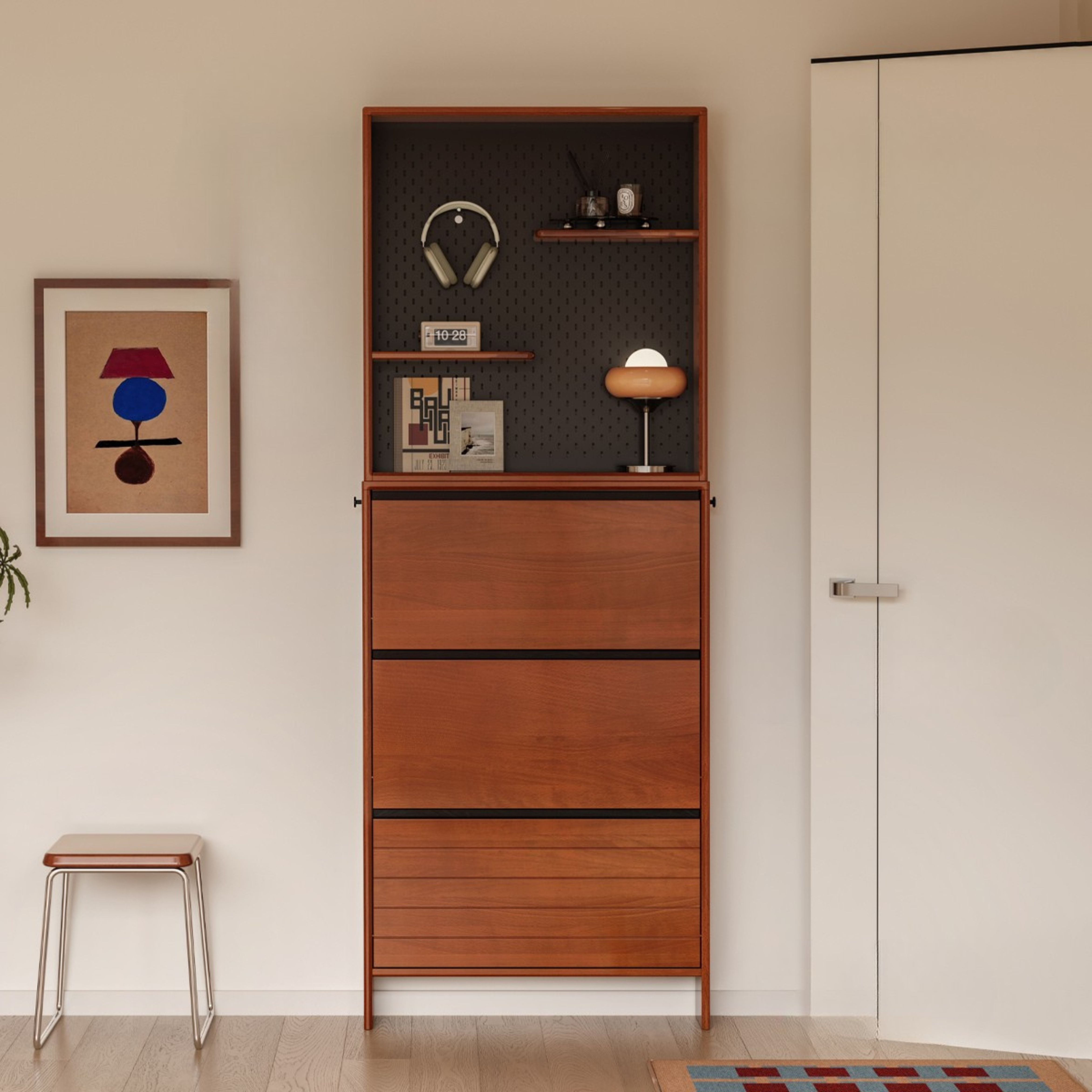 Poplar Solid Wood Middle-Age Ultra-Thin Shoe Cabinet