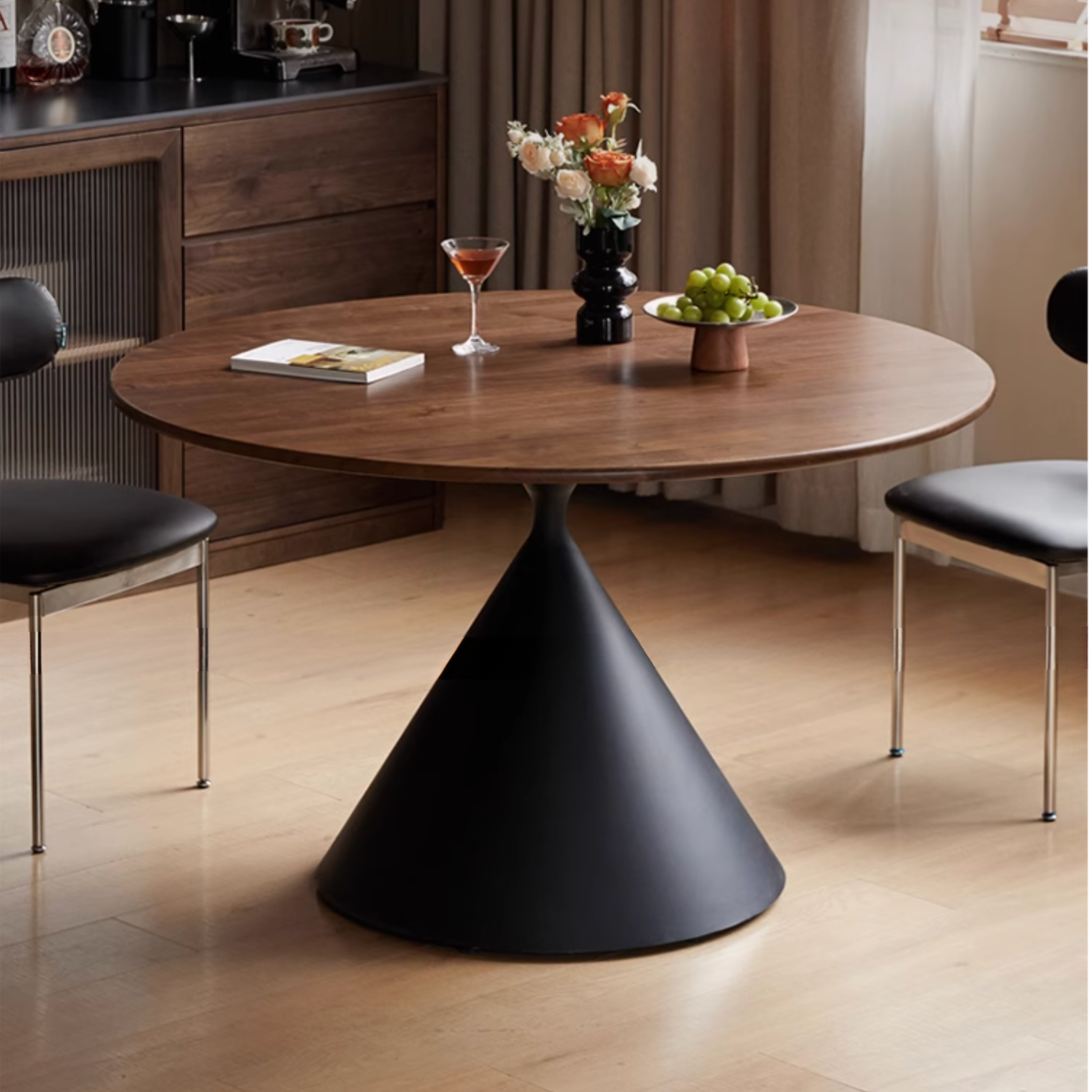 Black Walnut Solid Wood Light Luxury Style Dining Table
