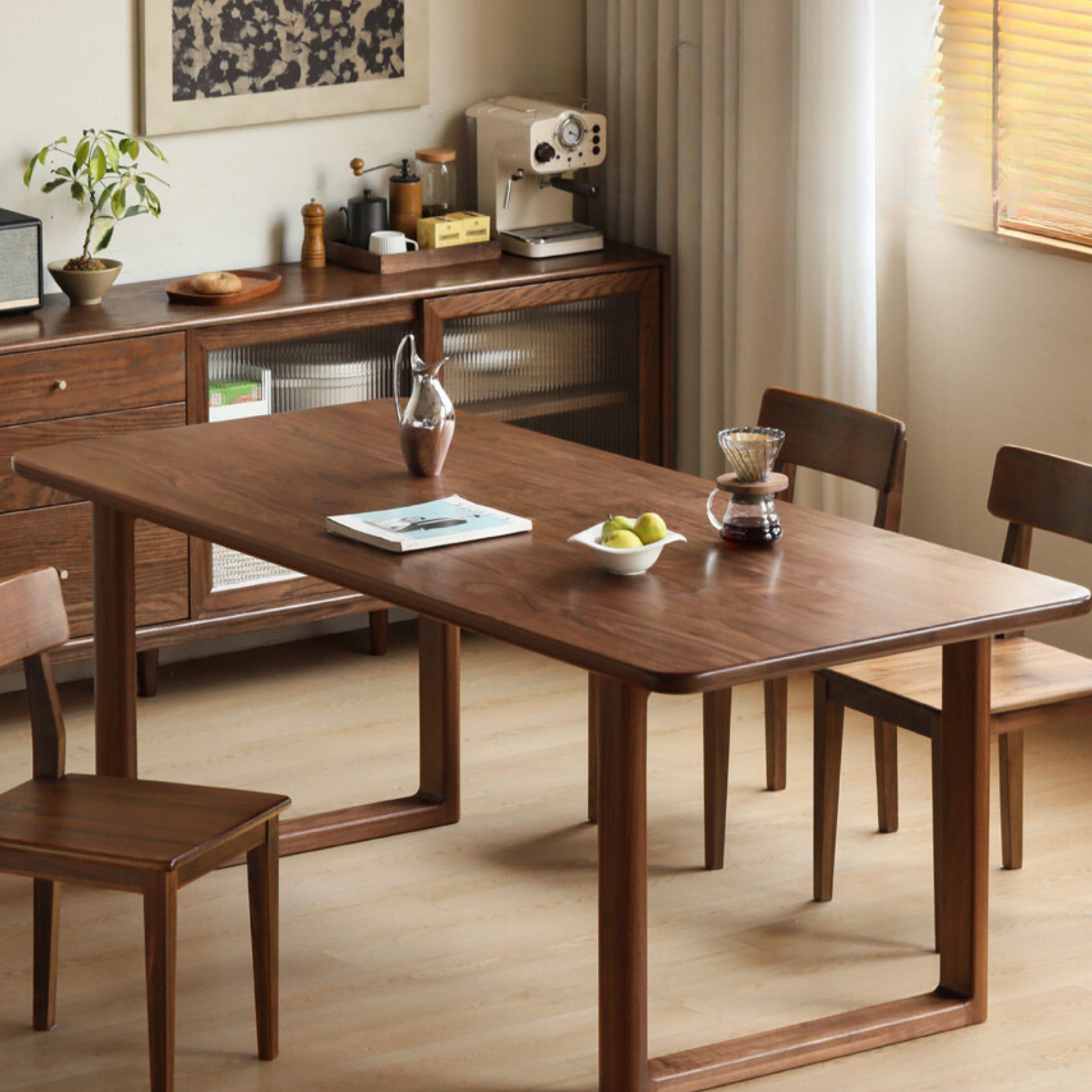 Black Walnut Solid Wood Full Large Plate dining Table-