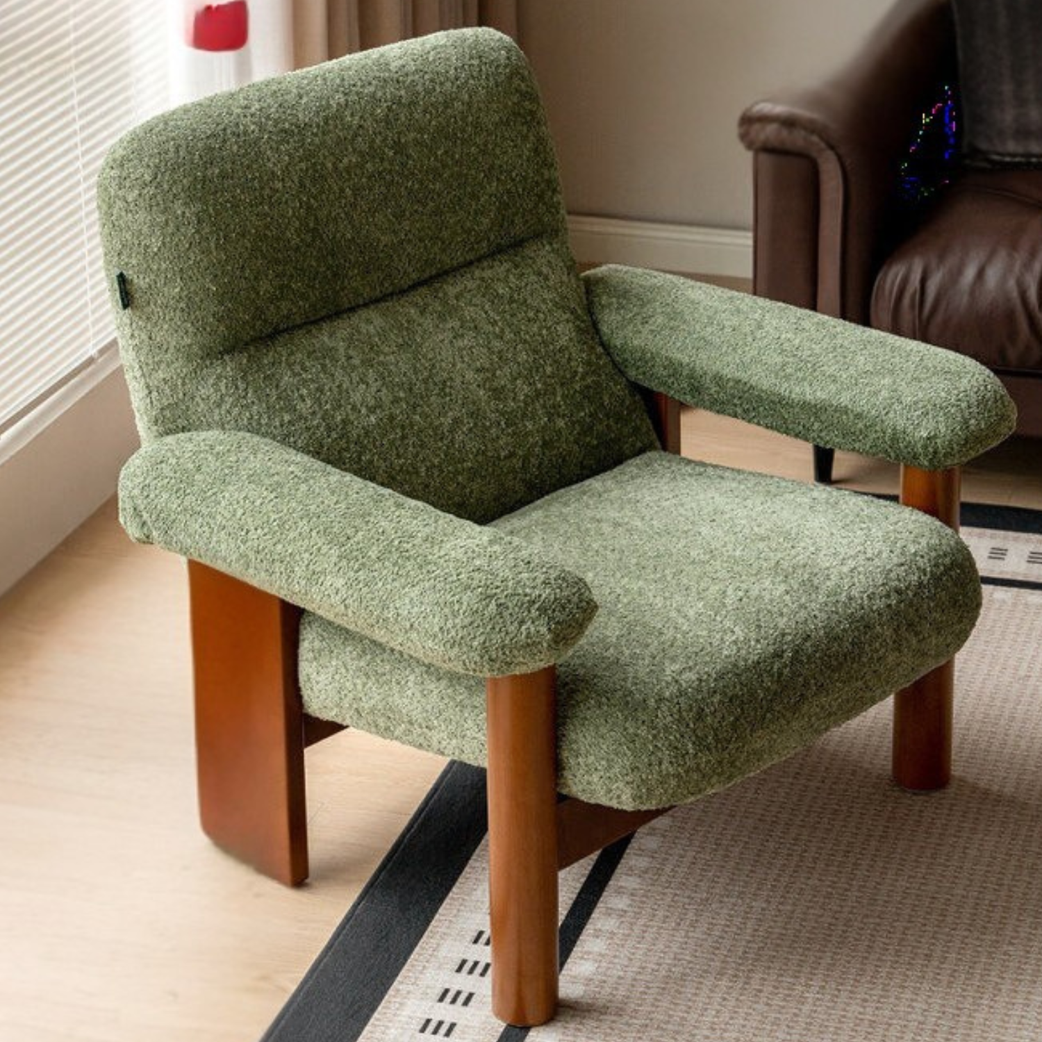 Beech Solid Wood Fabric Wabi-Sabi Accent Chair