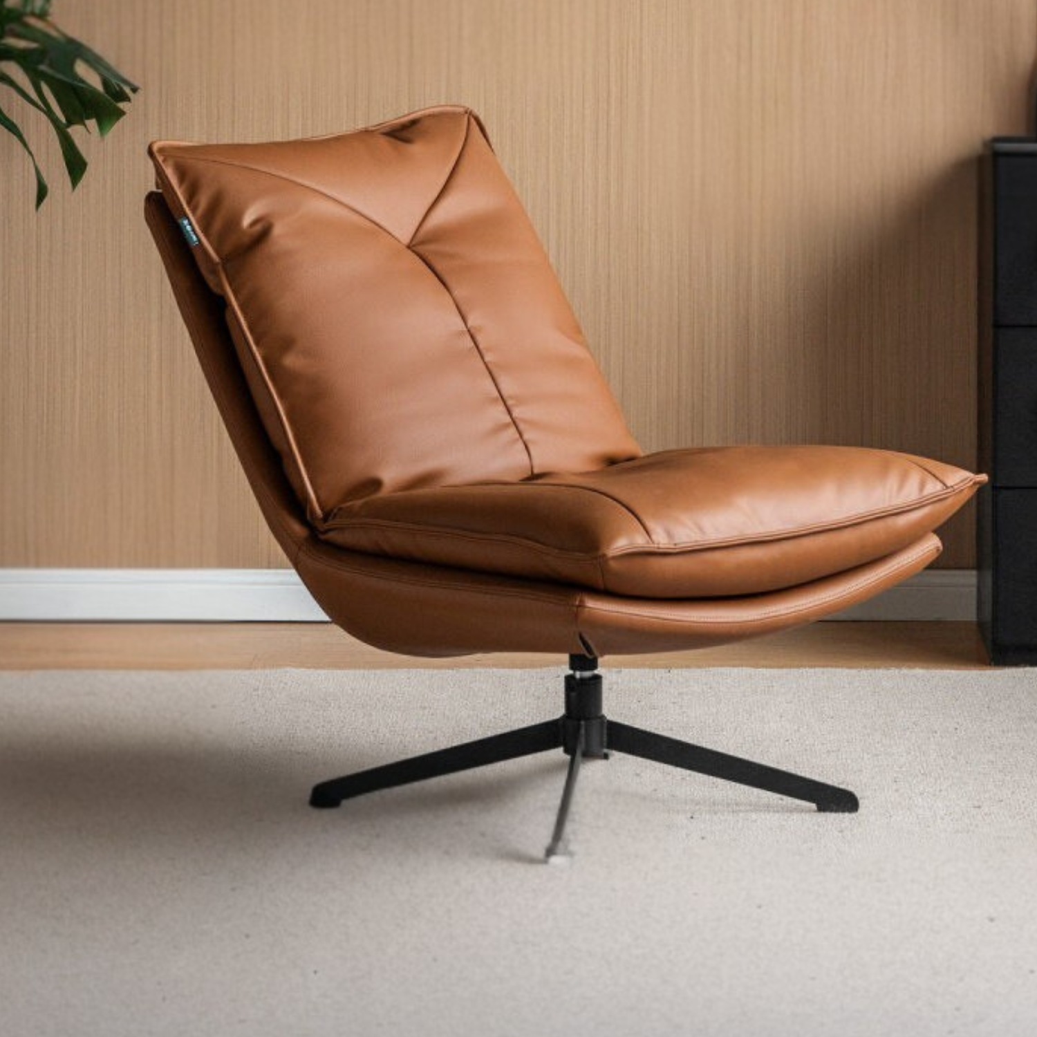 Organic Leather 360° Swivel Lounge Chair
