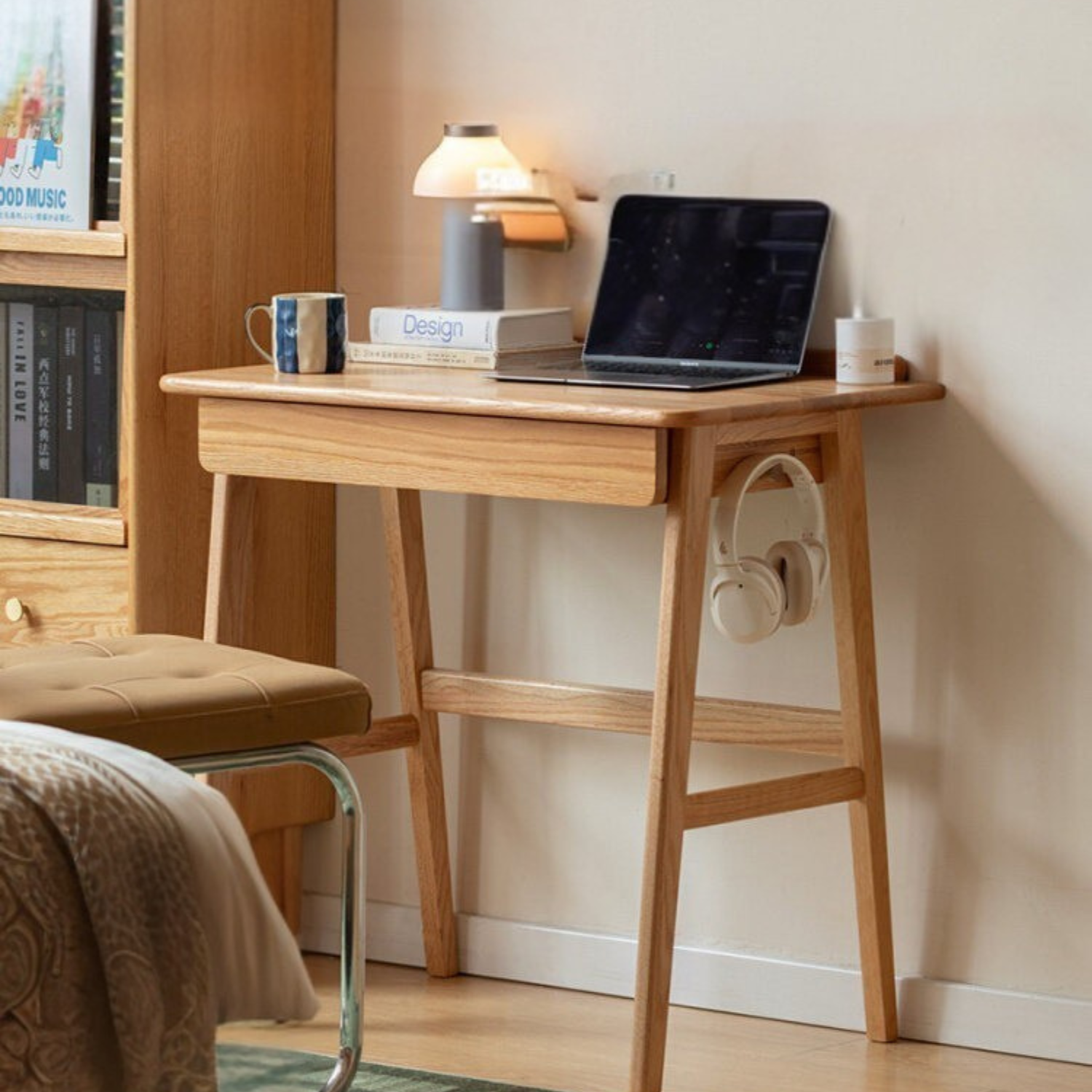 Oak Solid Wood small Office Desk with a drawer