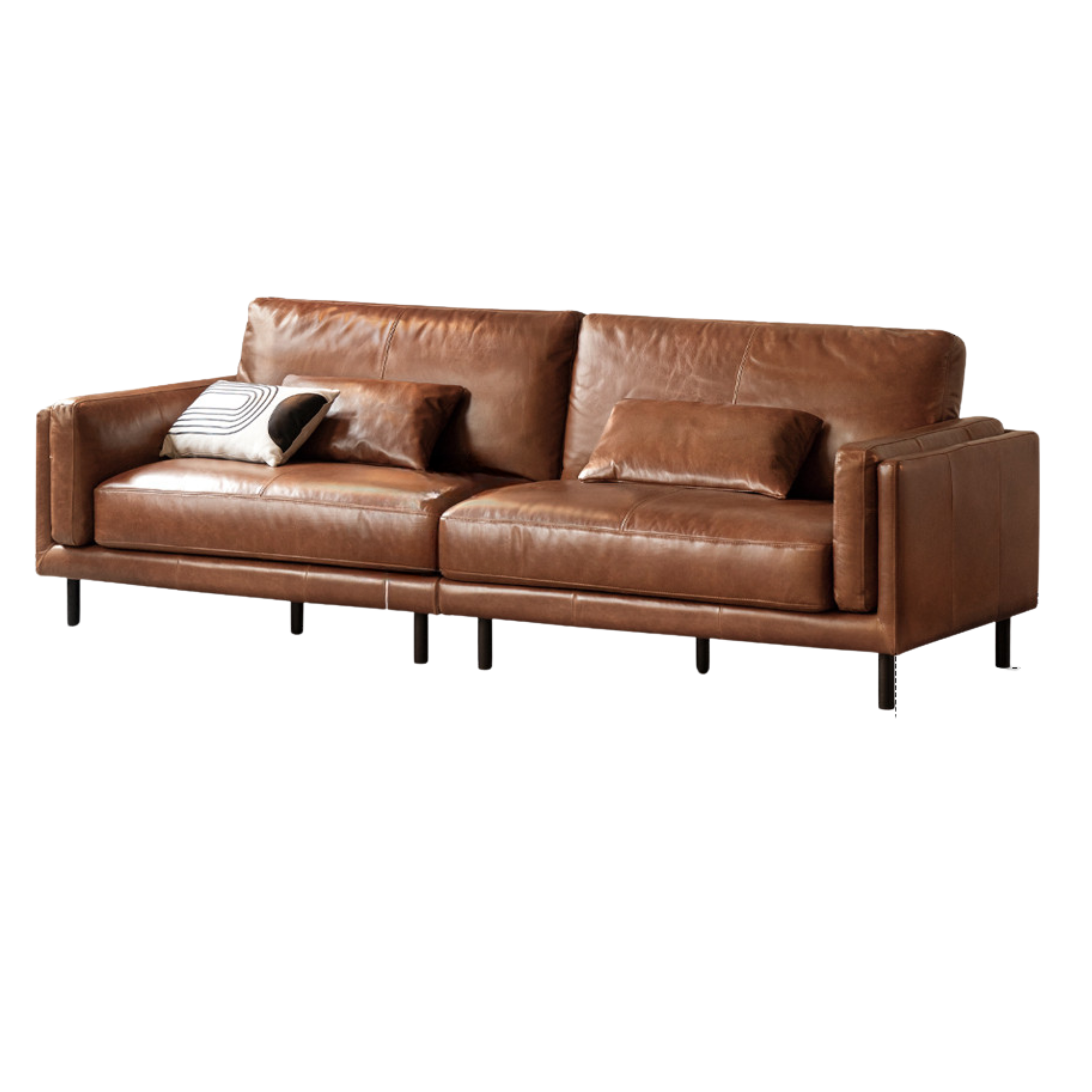 Italian Medieval Style Genuine Leather Oil-Wax Sofa