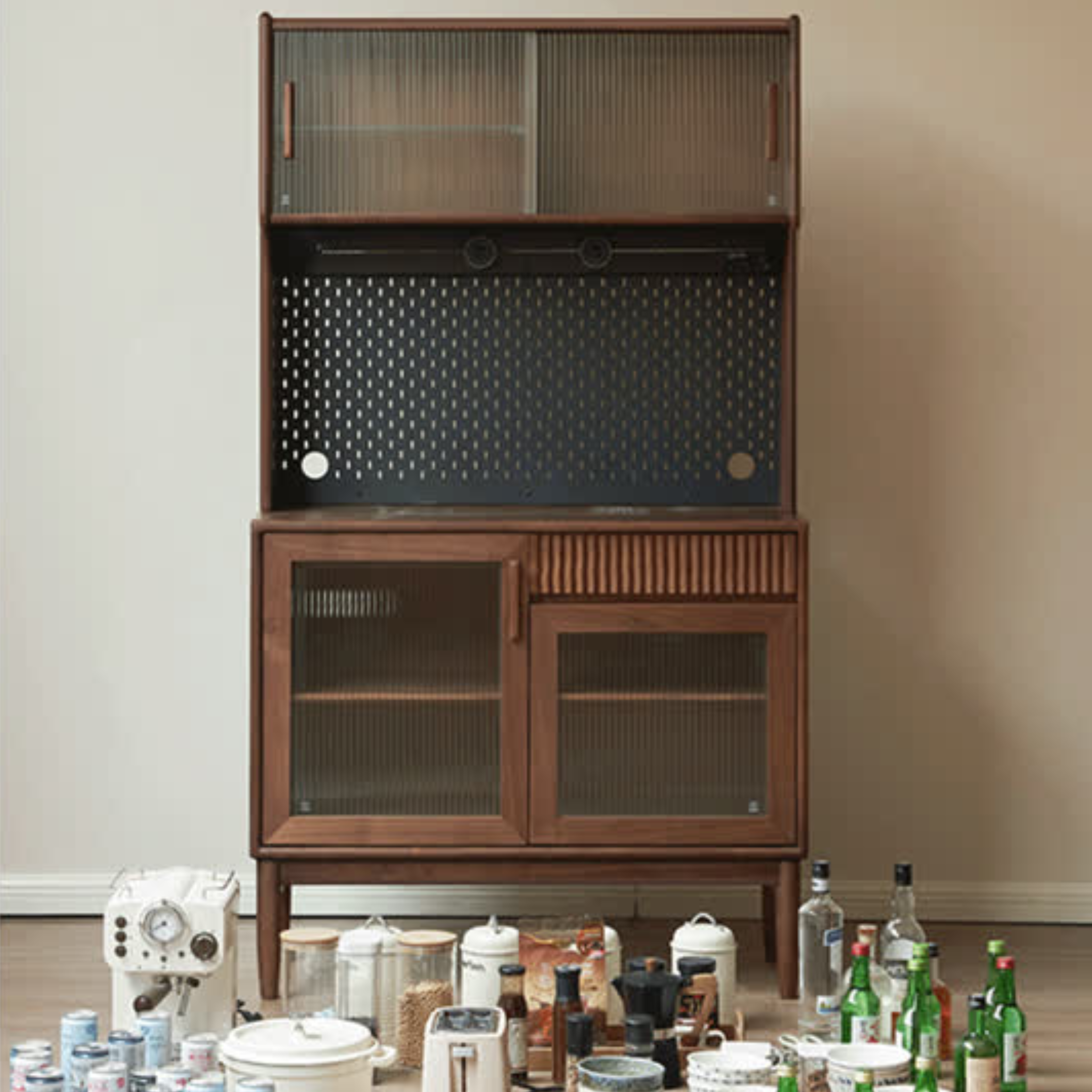 Oak, Black Walnut, South American Walnut, Solid Longan Hardwood, Red Zebrawood Solid Wood Light Luxury Sideboard