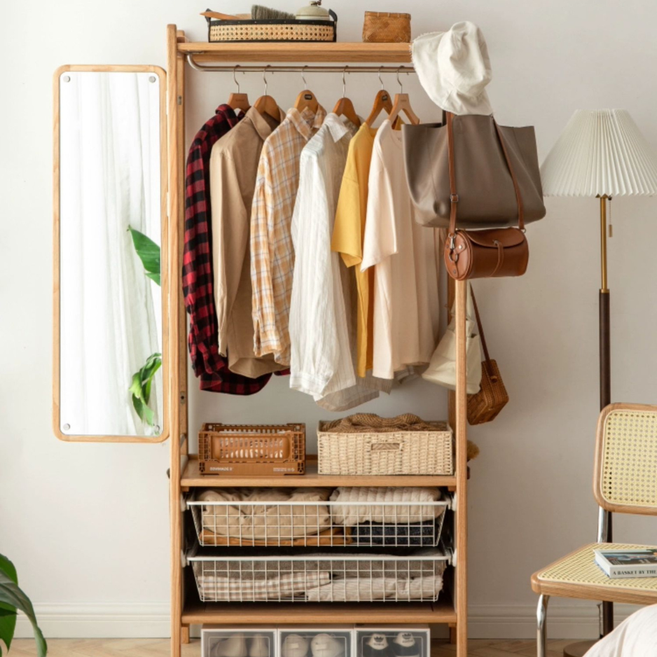 Oak solid wood rack integrated clothes hanger