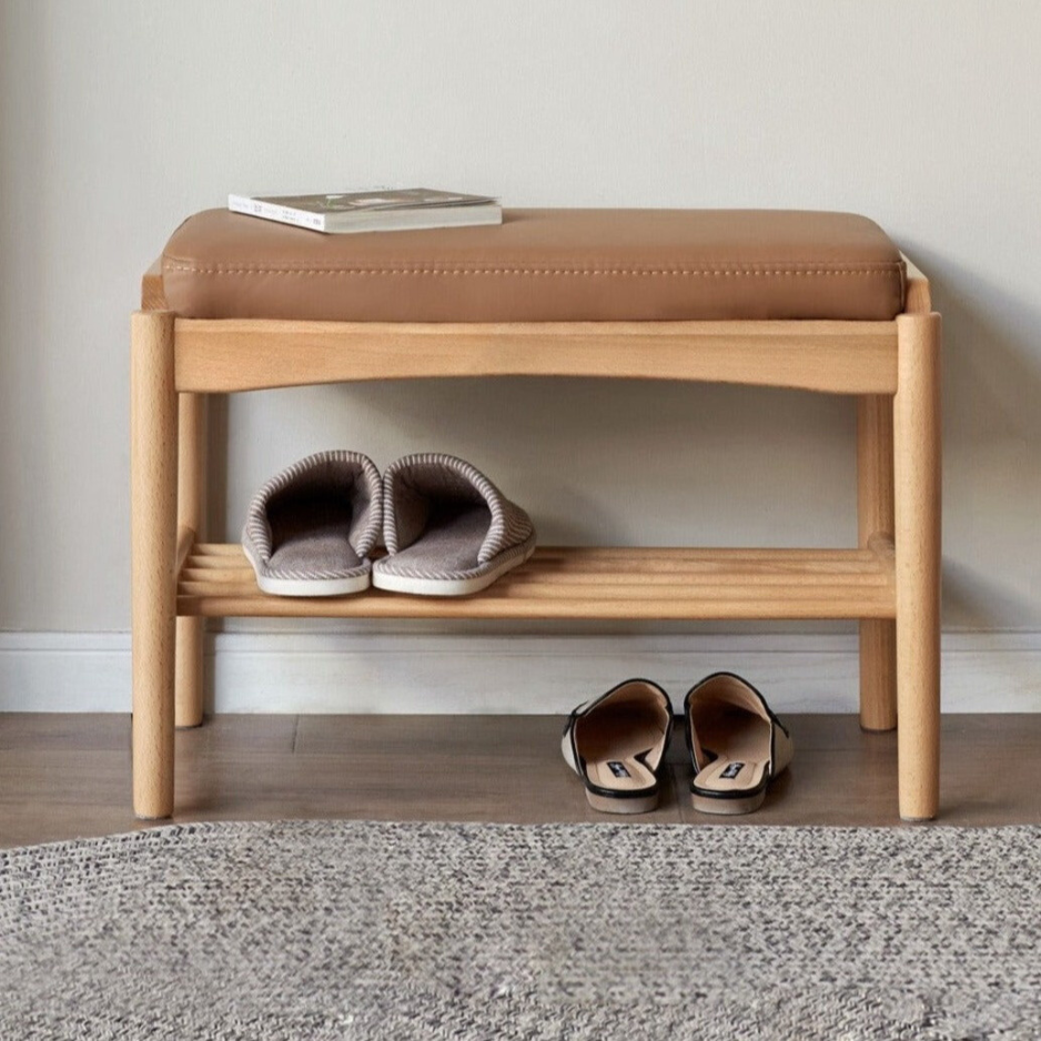 Shoe Storage Bench, Cherry wood, Oak solid wood-