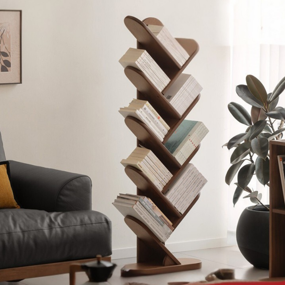 Wooden Layered Rack Black Walnut, South American Walnut Solid Wood Layer Rack Bookshelf