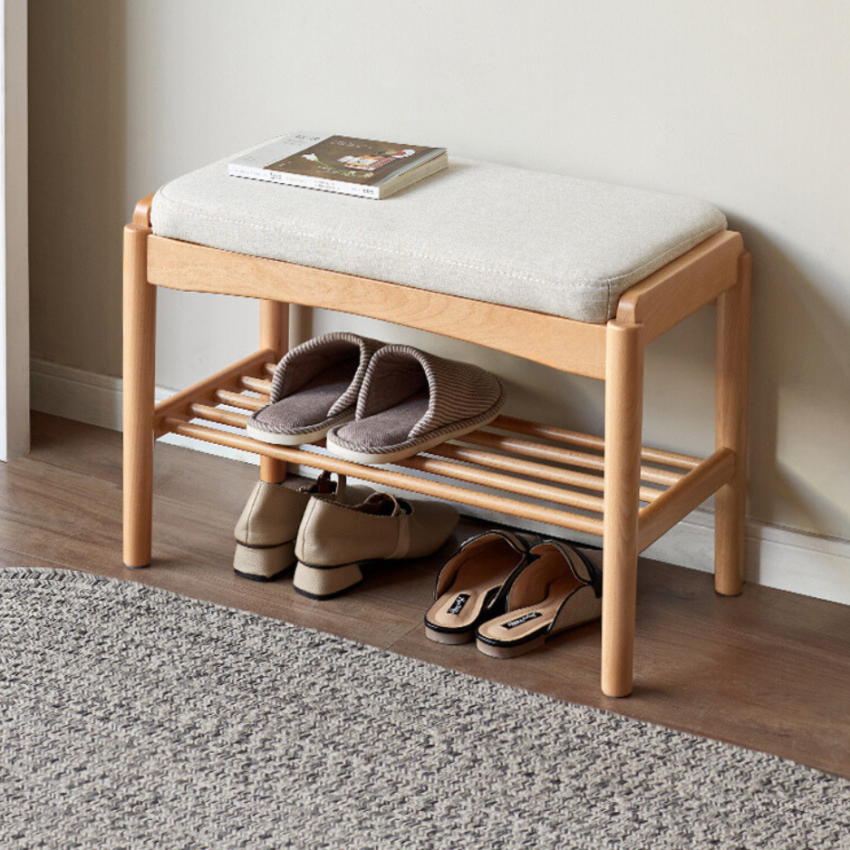 solid wood shoe changing stool simple European beech wood shoe stool ...