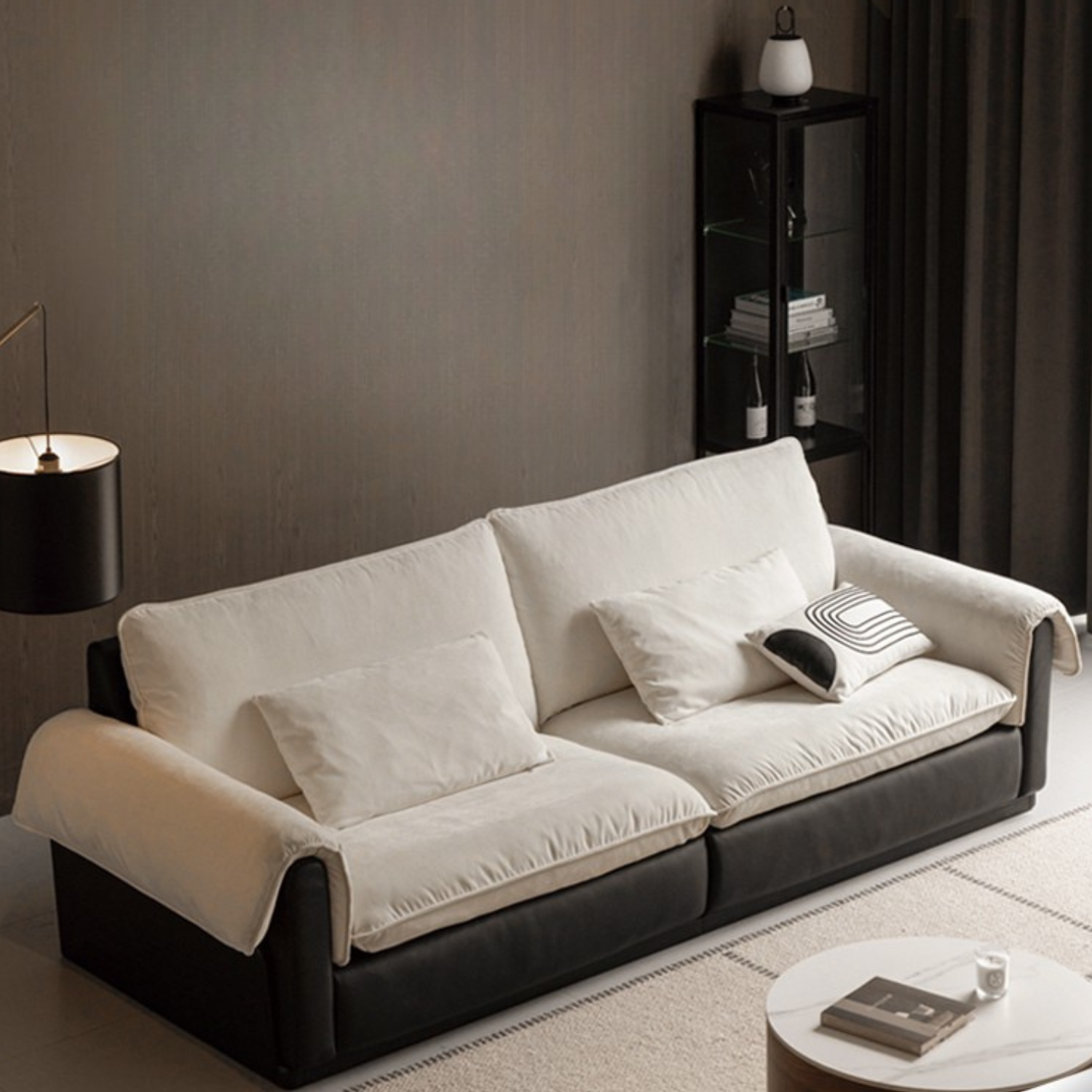 Chenille & Eco-Cloud Leather Sofa