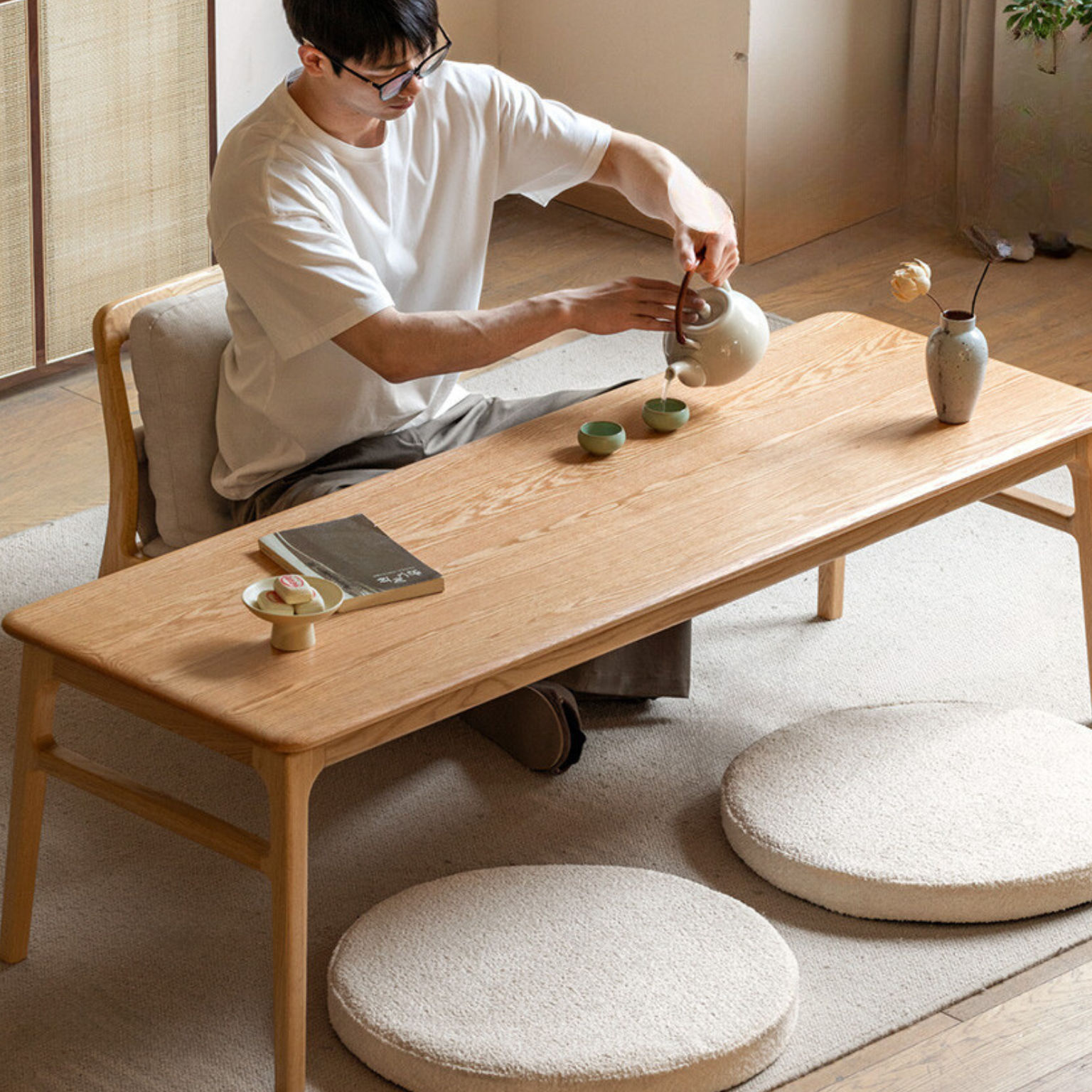 Oak solid wood low tea table