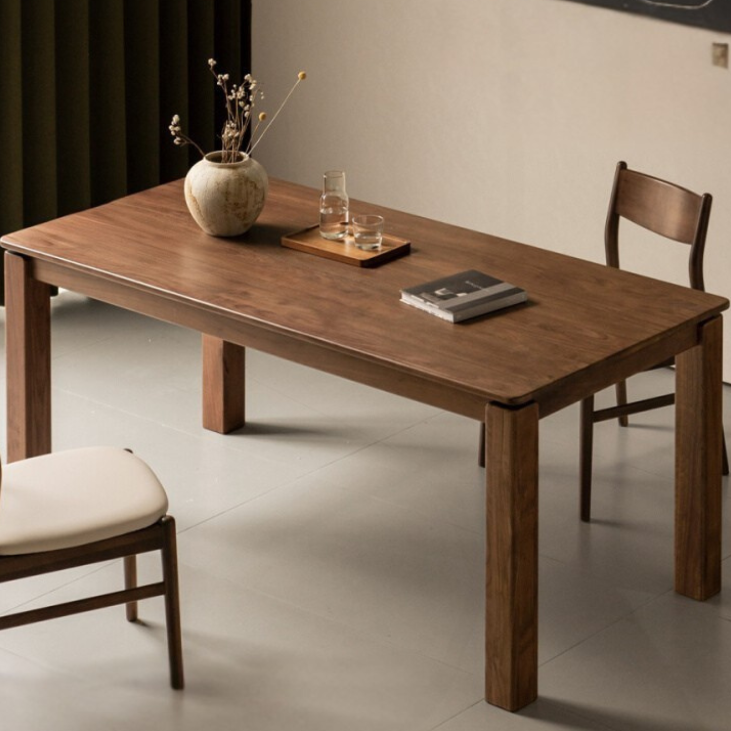 Black Walnut, Oak, Ash Solid Wood Large Board Dining Table