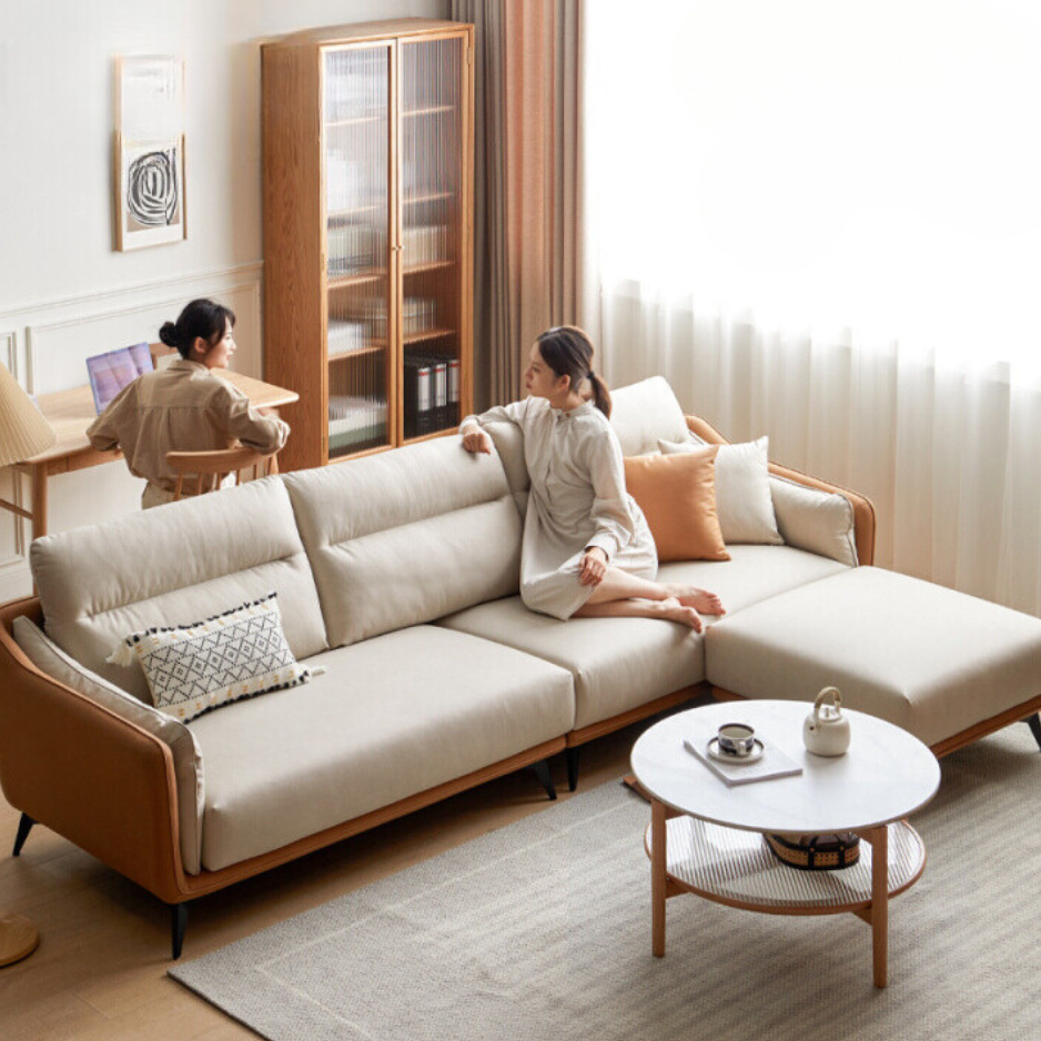 Technology Fabric High Back Corner Sofa)